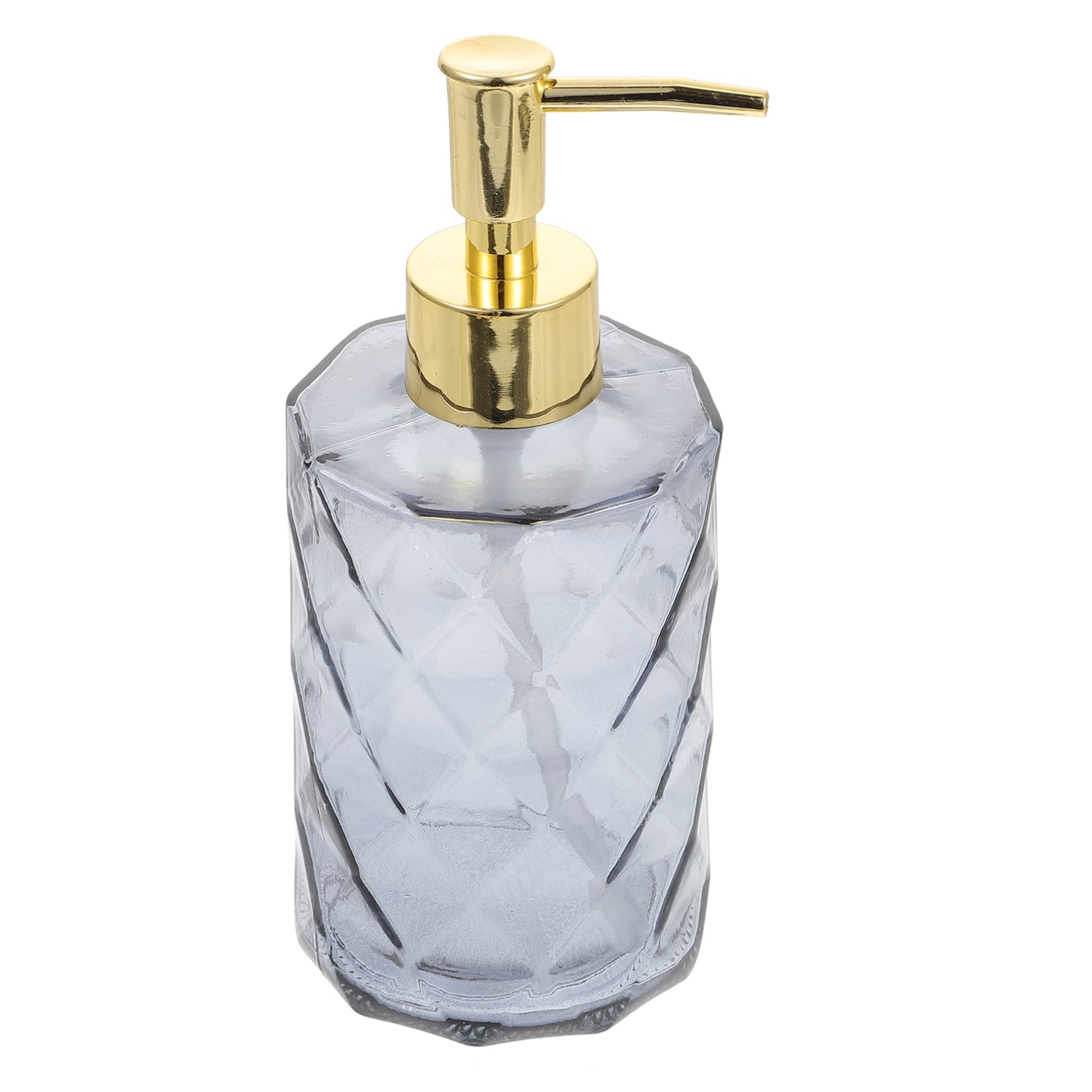 Lurrose 330ml Clear Glass Soap Dispenser with Stainless Steel Pump - Refillable Hand Soap & Lotion Dispenser for Bathroom, Kitchen Sink, Vanity - Modern Grey Design (1 Set) - Perfect for Home, Office, and Restaurant Use