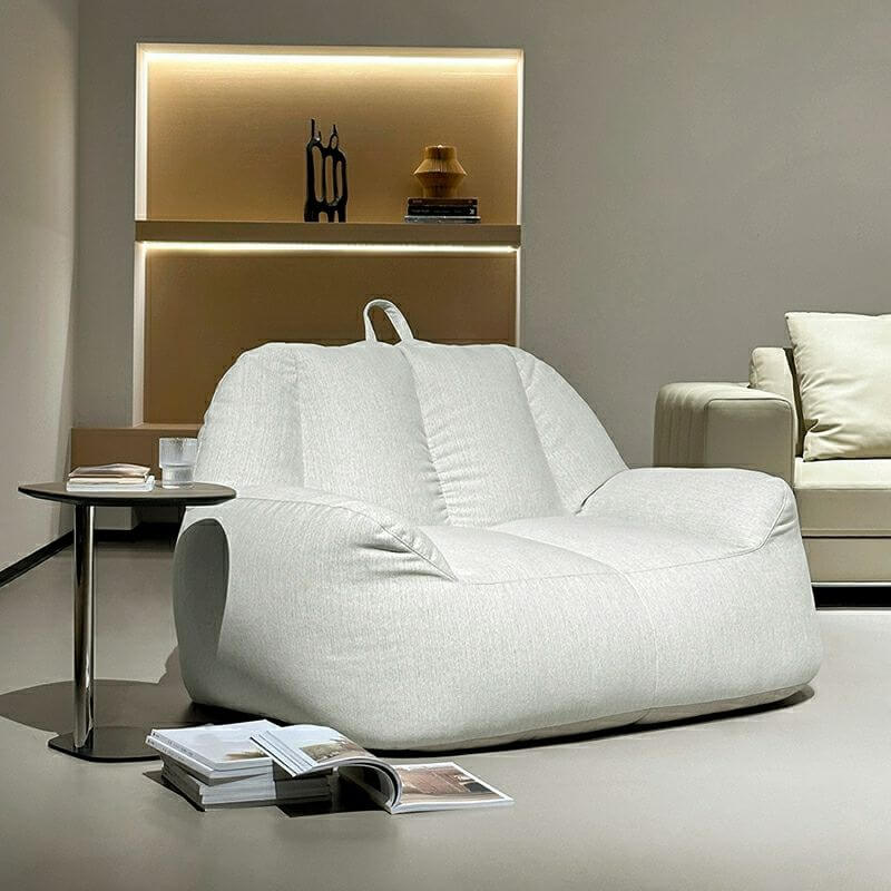Premium Large Solid Color Cotton Blend Bean Bag Chair - Pre-Filled with Polypropylene Beans for 2 People - Perfect for Living Room, Game Room & Dorm Relaxation