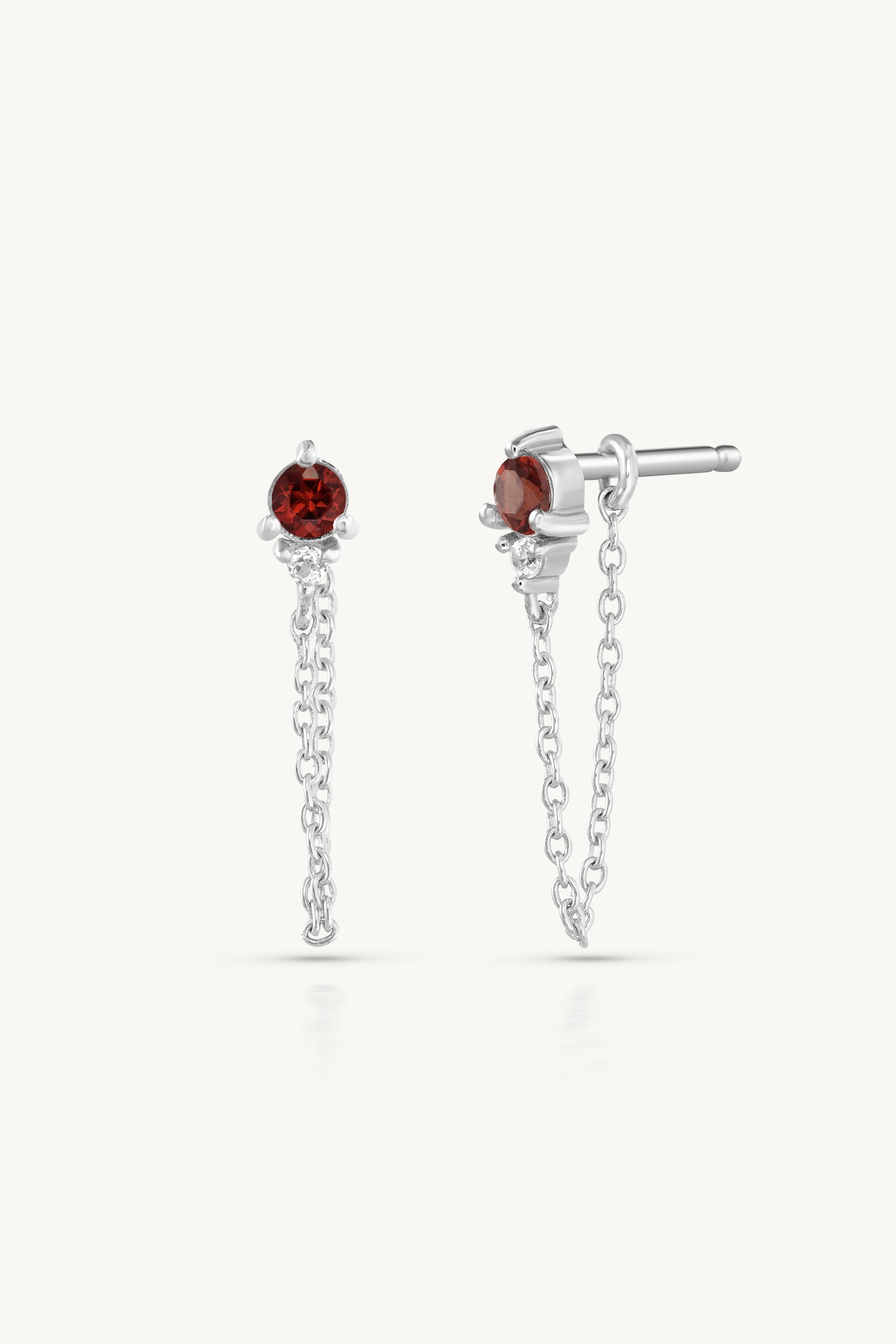 Genuine January Garnet Birthstone Sterling Silver Stud Earrings for Women - Perfect Gift for Birthday, Anniversary & Special Occasions