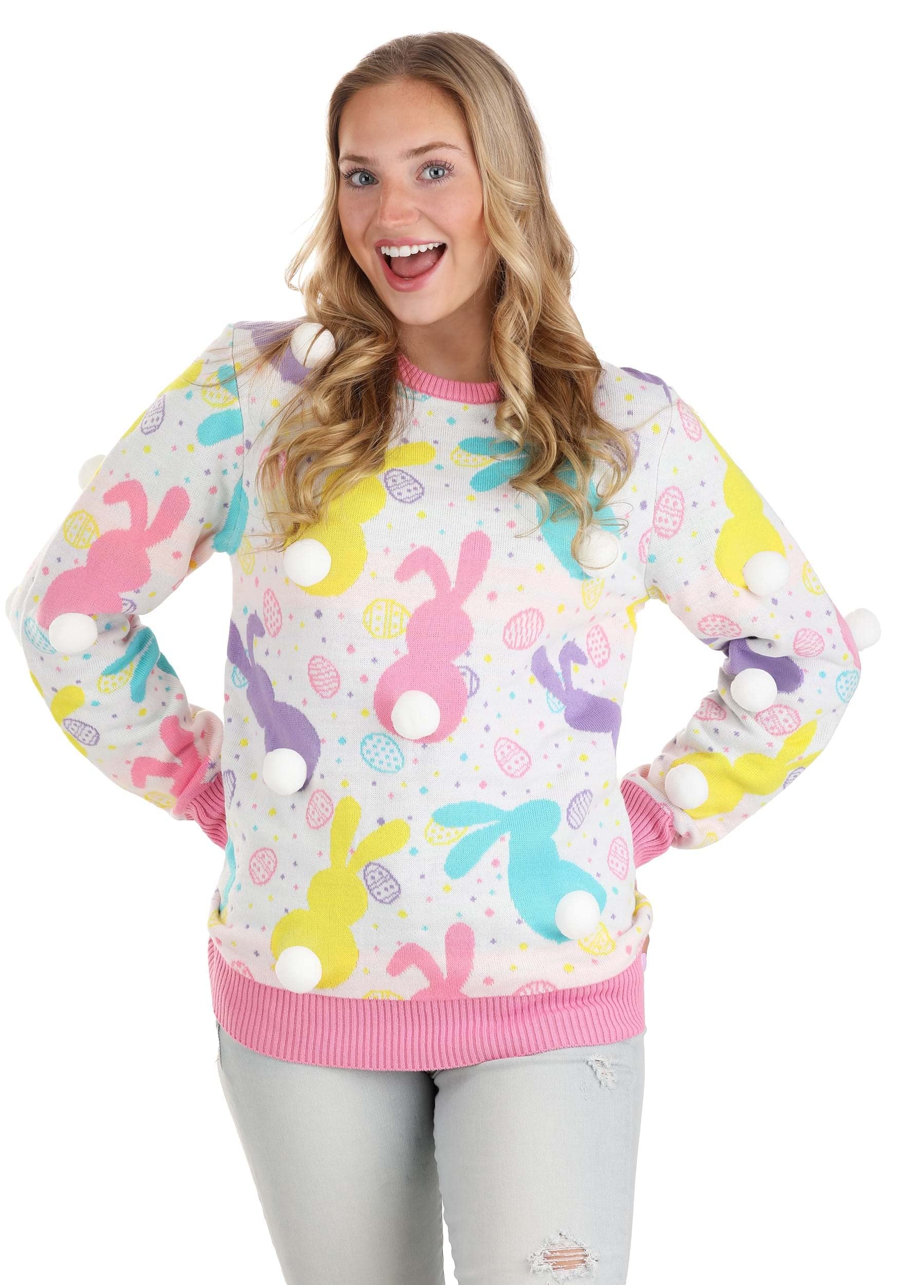 Funny Easter Bunny Ugly Sweater for Adults - Cute Holiday Costume for Easter Parties & Family Gatherings