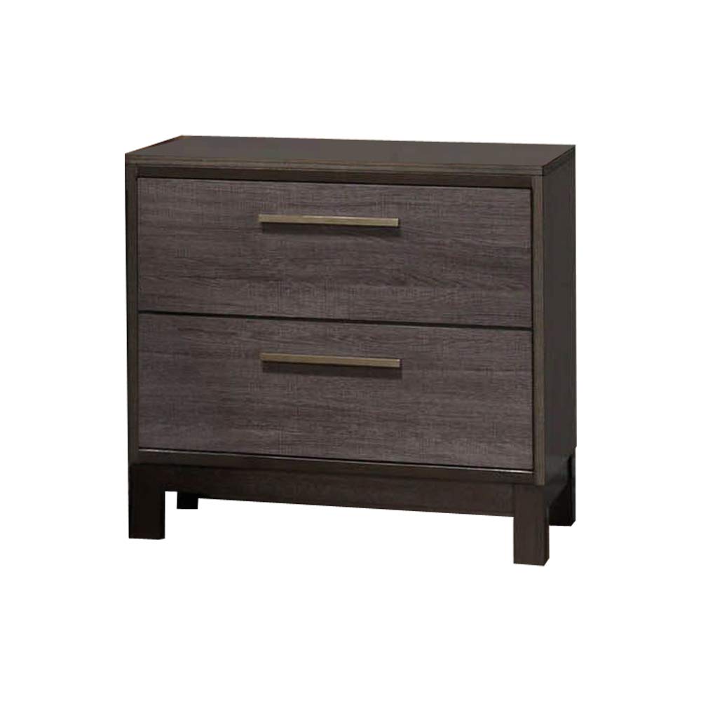 Kings Brand Exeter Antique Grey Wood Nightstand with 2 Drawers - Solid Wood Bedside Table for Bedroom, Living Room, and Office Storage