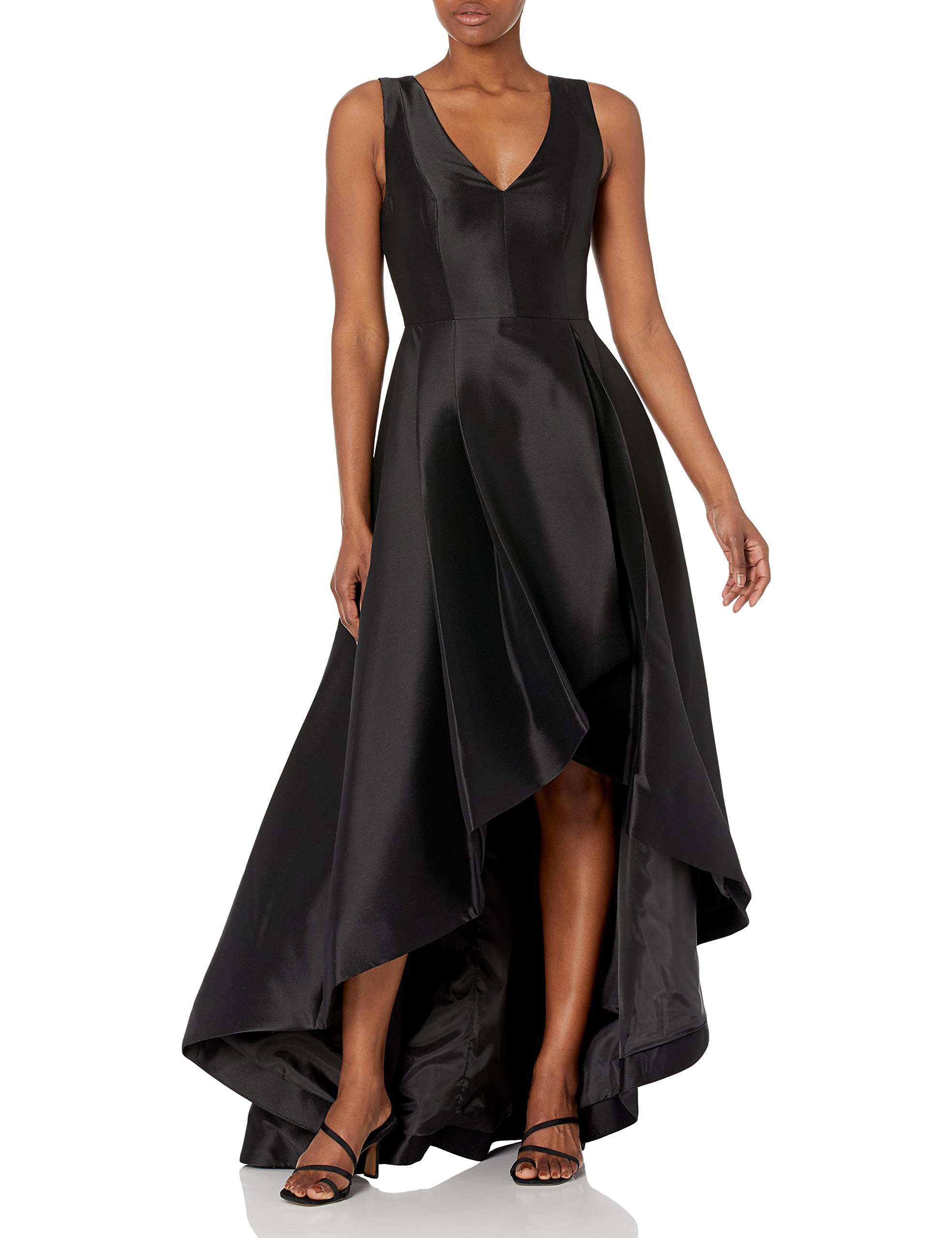 Calvin Klein Women's Sleeveless V-Neck High-Low Formal Gown - Elegant Evening Dress for Prom, Wedding, Cocktail Party & Special Occasions