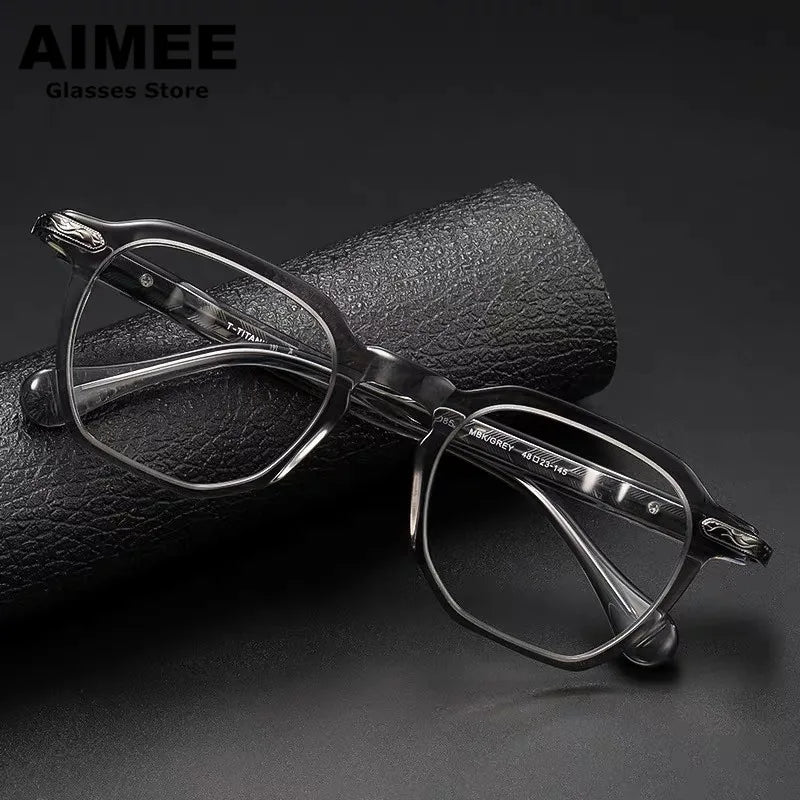 Stylish Aimee Unisex Full Rim Irregular Oval Titanium Acetate Eyeglasses Frame 985855 - Lightweight & Durable for Work, Reading & Everyday Wear