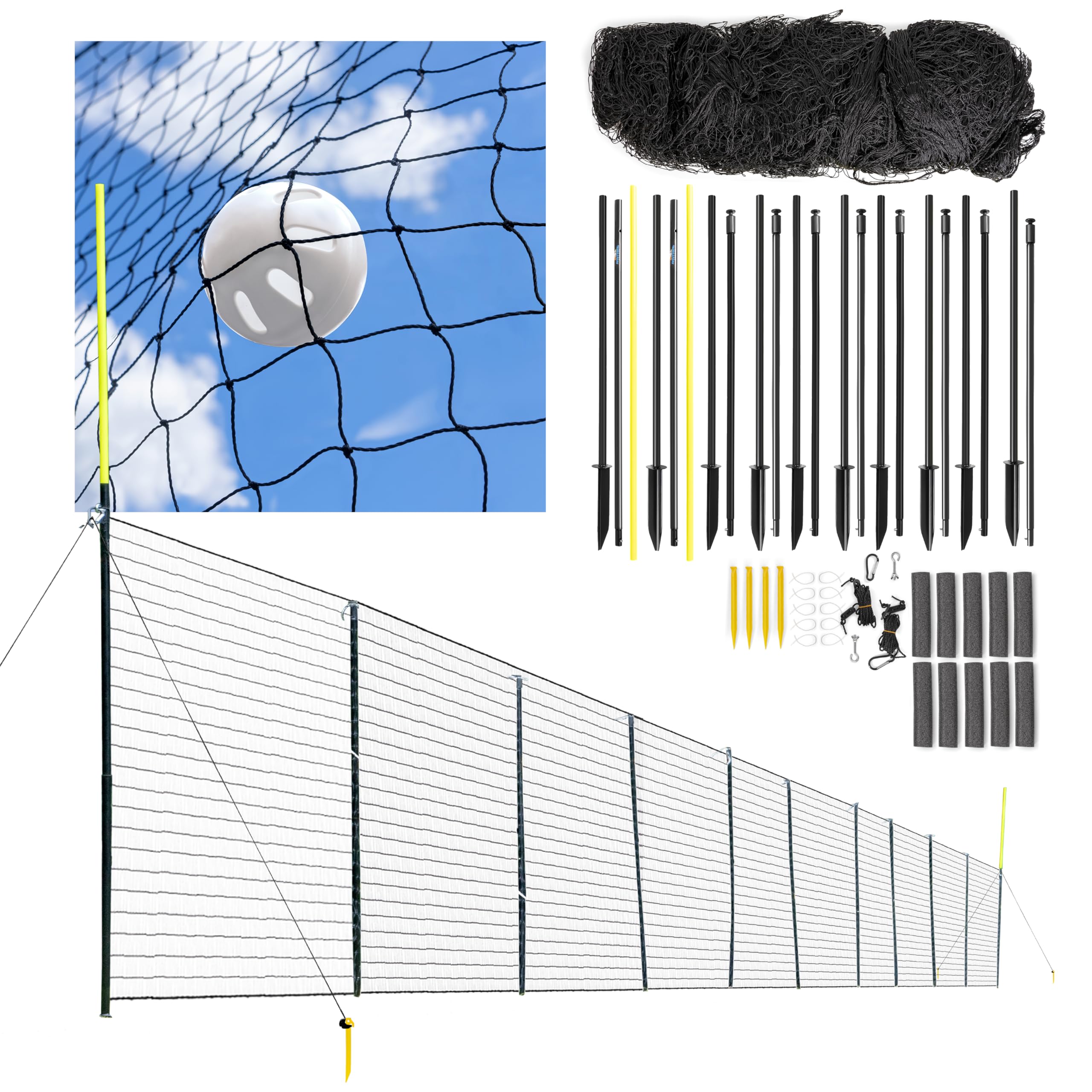 100 FT x 5 FT Tall Baseball Fence with Foul Poles - Durable Backstop Netting for Baseball, Softball & Mini Baseball Practice | Perfect for Backyard, Field & Training Facility
