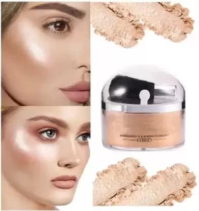 WIFFY Shimmer Gold Highlighter Makeup with Brush - Brightening & Glowing Face Highlighter for Cheeks & Eyes (Golden) - Perfect for Daily Wear & Special Occasions