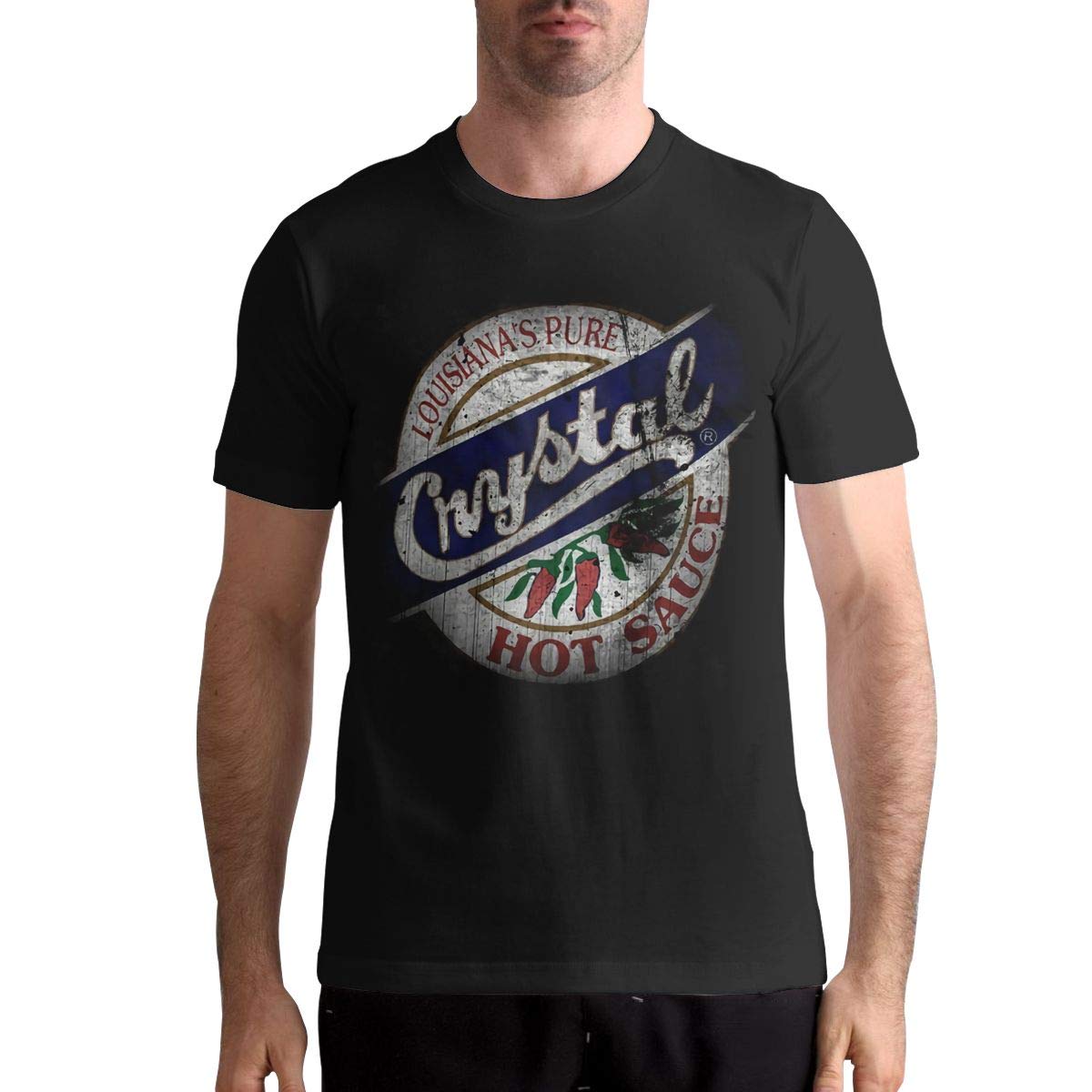 Men's Crystal Hot Sauce Funny Graphic T-Shirt - Black Band Music Tee for Casual Wear & Concerts
