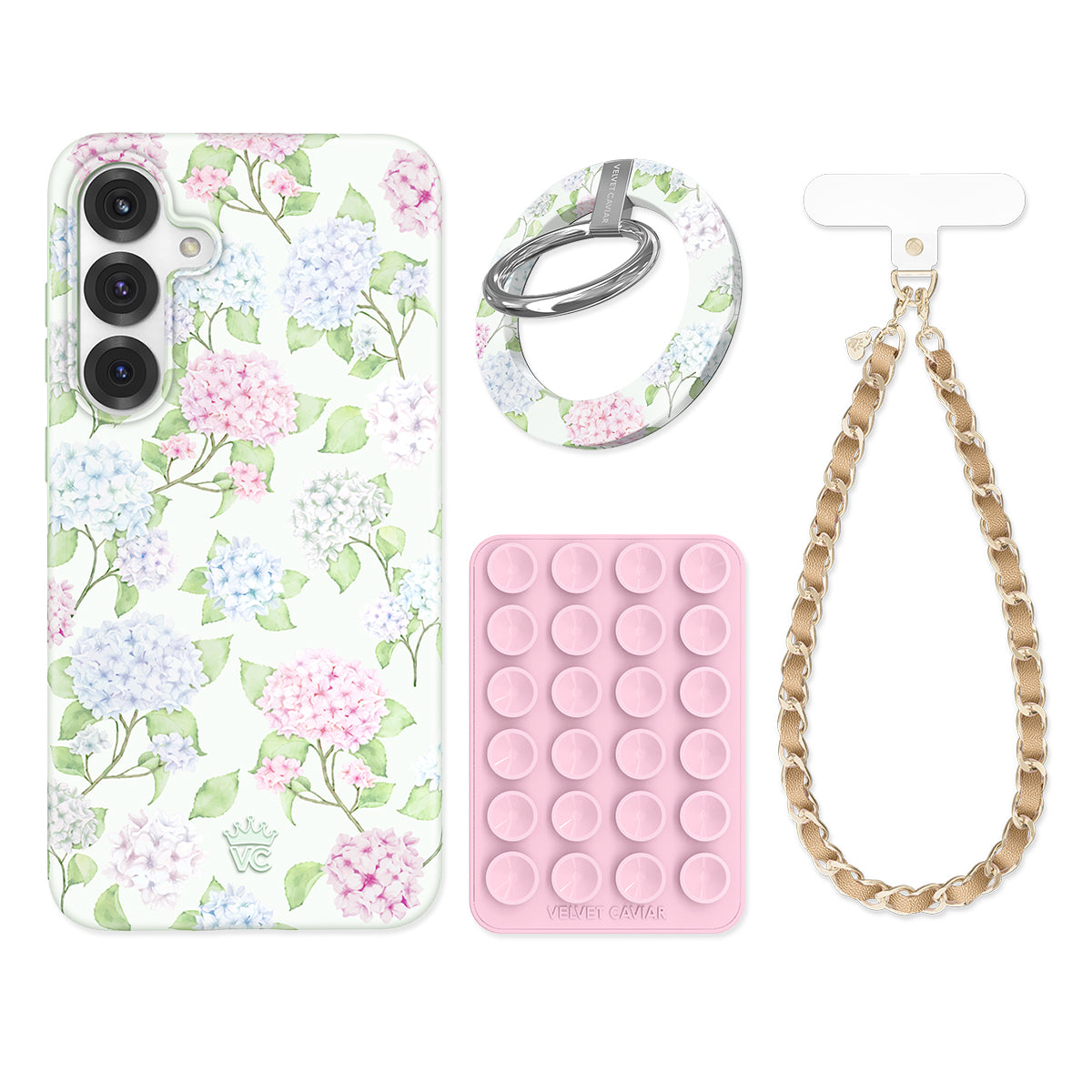 Hydrangea Floral Samsung Phone Case with Grip - Stylish Protective Cover for Samsung Galaxy S21/S20/Note 20 - Perfect for Everyday Use, Travel, and Gift Giving