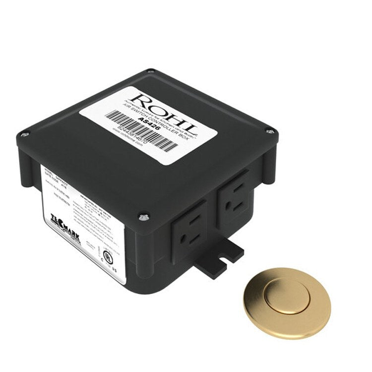 Premium Air Switch Button Kit - Gold Brass Waste Disposal Air Activated Control - Perfect for Kitchen Sink, Garbage Disposal & ADA Compliant Installations