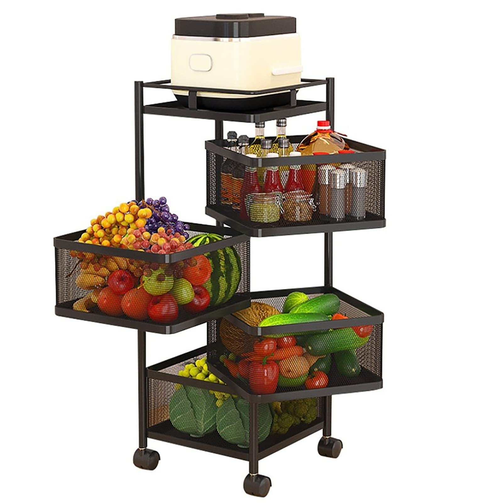360° Rotating Multi-Layer Kitchen Storage Shelf - Space Saving Organizer for Fruits, Vegetables & Household Items | Perfect for Pantry, Bathroom & Bedroom Organization