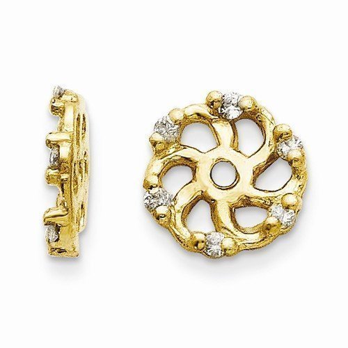 14KT Yellow Gold Round Diamond Earring Jackets for Women - Elegant Stud Enhancer Earrings for Daily Wear & Special Occasions