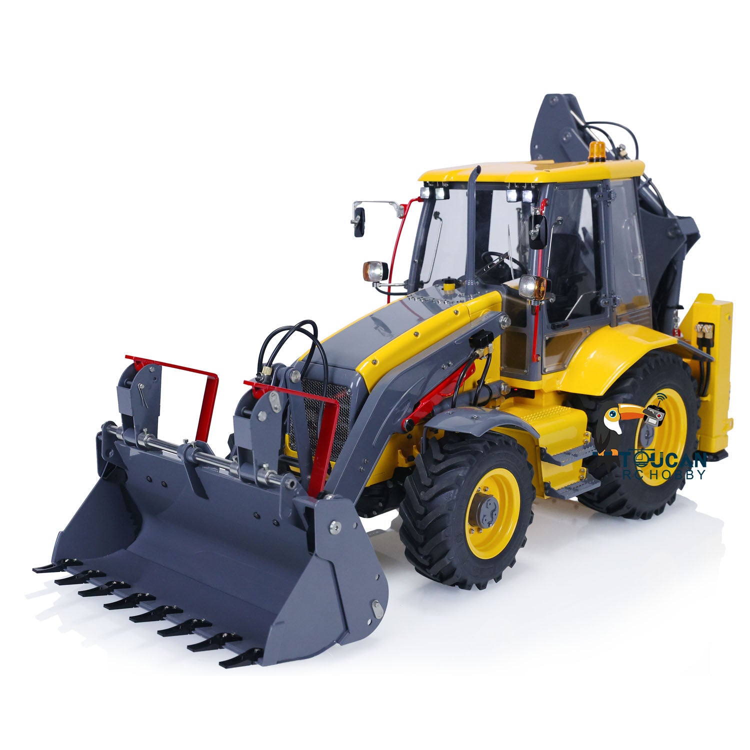 1/14 LESU RC Backhoe BL71 Loader - Painted Metal Hydraulic 2-in-1 Electric Excavator Toy with Light & Sound System, Receiver, Motor, Servo & ESC - Perfect for Construction Play, Outdoor Adventures & RC Hobby Enthusiasts
