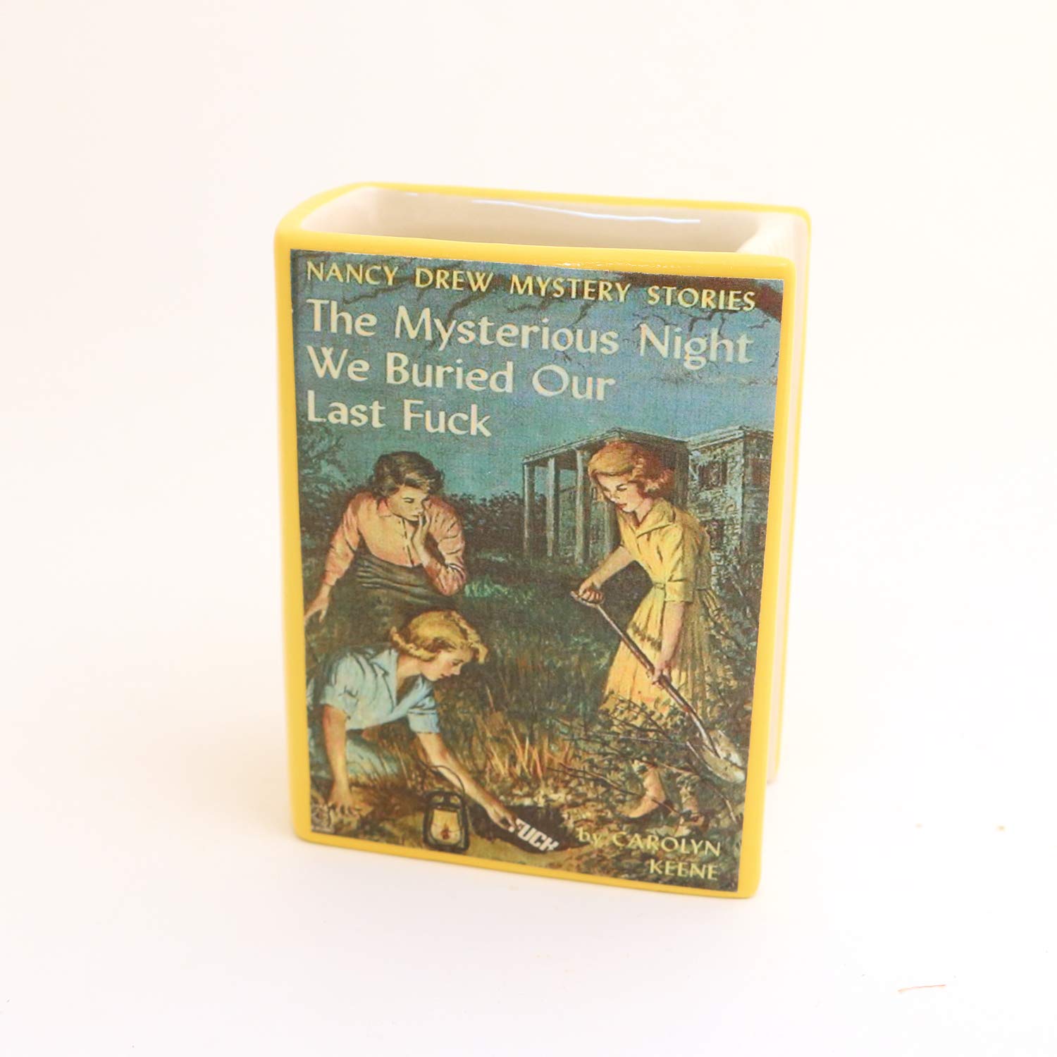 Nancy Drew Parody Book-Shaped Pencil Holder - Novelty Office Desk Organizer with Mature Humor | Perfect Gift for Book Lovers & Stationery Enthusiasts