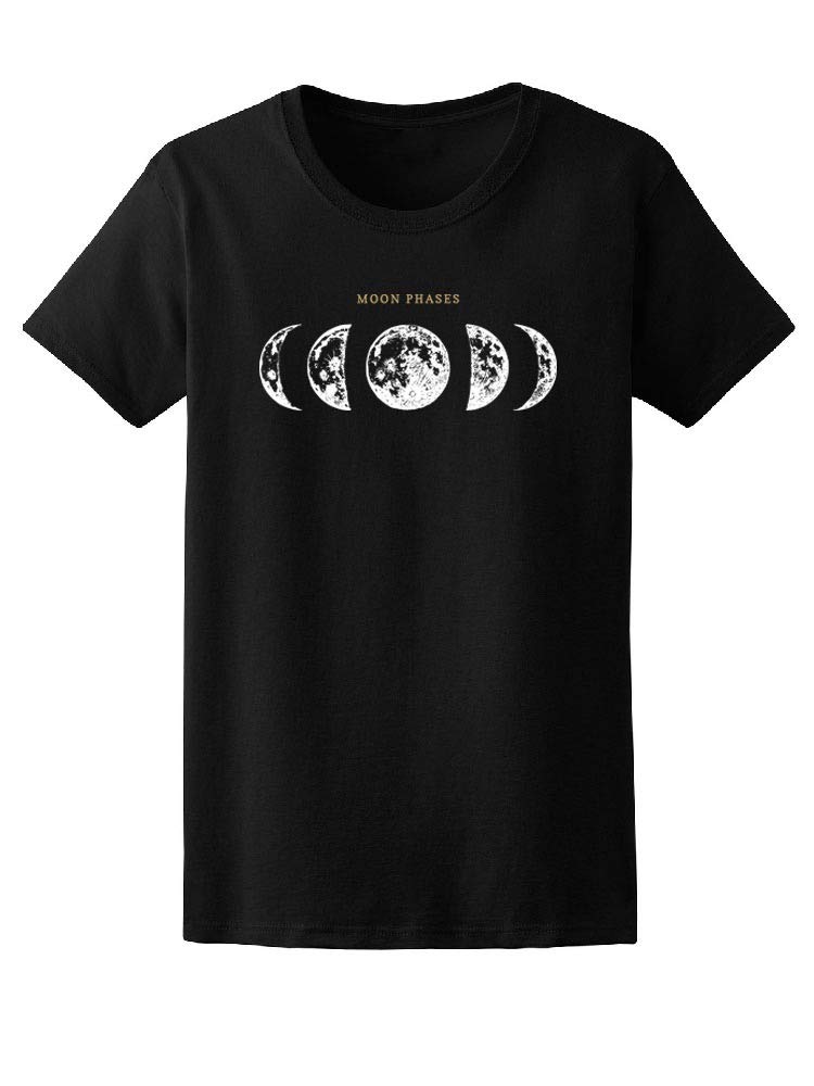 Women's Moon Phases Sketch T-Shirt - Stylish Astronomy Graphic Tee for Casual Wear, Date Nights & Stargazing Outfits