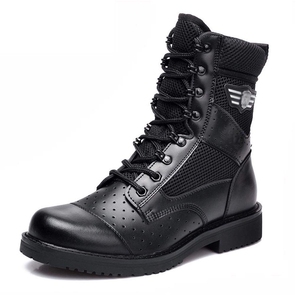 **GZSZ Men's Breathable Mesh Desert Combat Boots - Lightweight Summer Hiking Shoes with Wear-Resistant Sole - Black (EU38/240mm/UK5) - Perfect for Outdoor Adventures & Casual Wear**