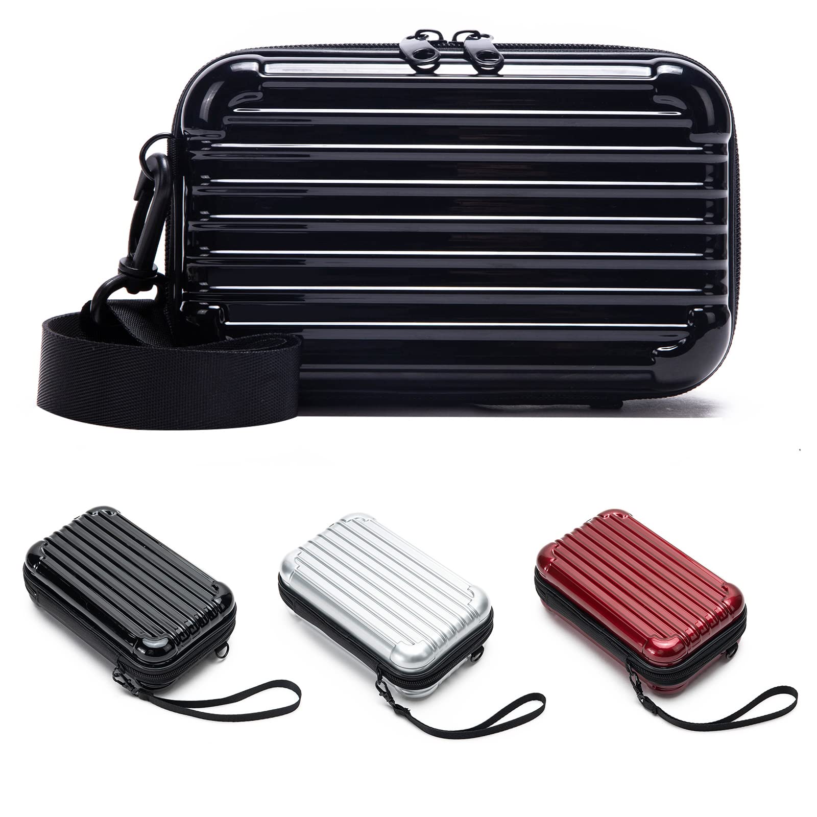 Waterproof Hard Shell Cosmetics Case - Crash Proof Travel Toiletry Bag for Women | Mini Crossbody Purse & Wristlet for Parties, Gym & Daily Use (Black)