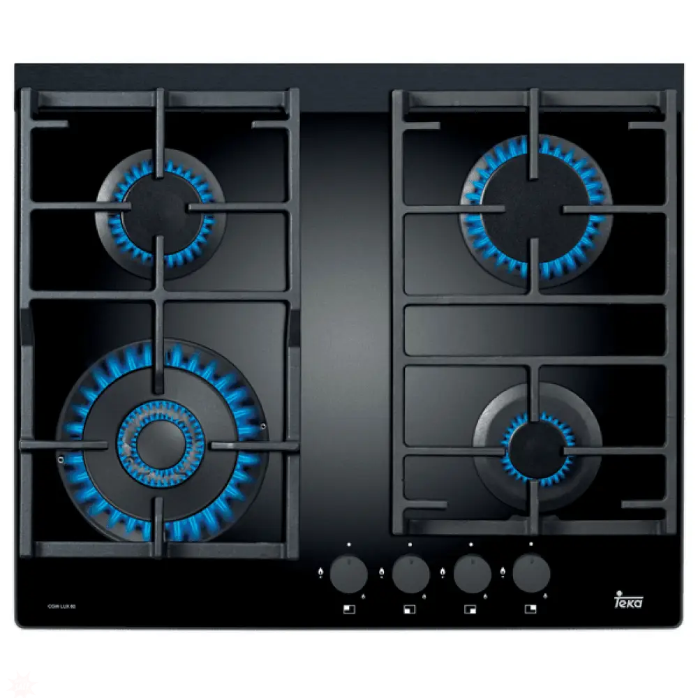 Teka CGWLUX604 60cm Natural Gas Glass Cooktop - Premium Gas Stove for Modern Kitchens | Perfect for Home Cooking, Baking & Entertaining