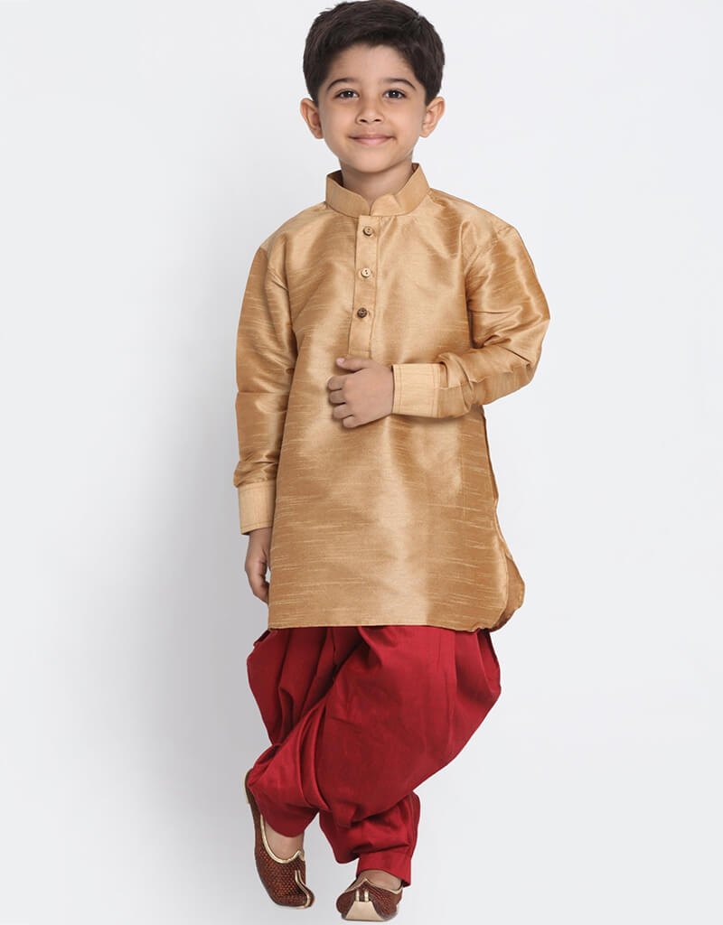 Chiku Kurta Pajama Set - Premium Dhupion Silk Indian Ethnic Wear for Men - Perfect for Weddings, Festivals & Special Occasions