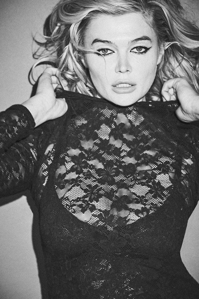 Fleur du Mal Le Stretch Lace Long Sleeve Dress - Black | Elegant Lace Bodycon Dress for Evening Parties, Date Nights & Special Occasions