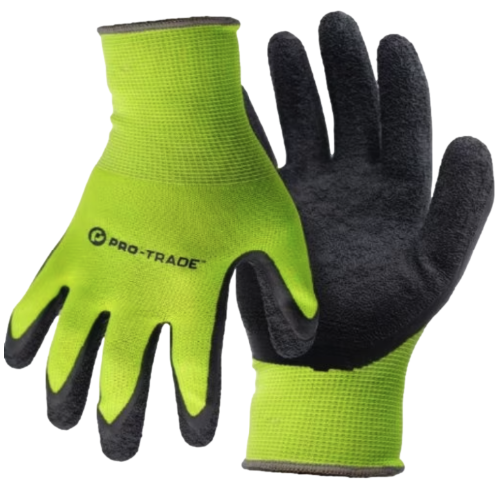 Pro Trade High Visibility Flex Grip Work Gloves with Latex Palm - Durable Safety Gloves for Construction, Warehouse & Outdoor Work