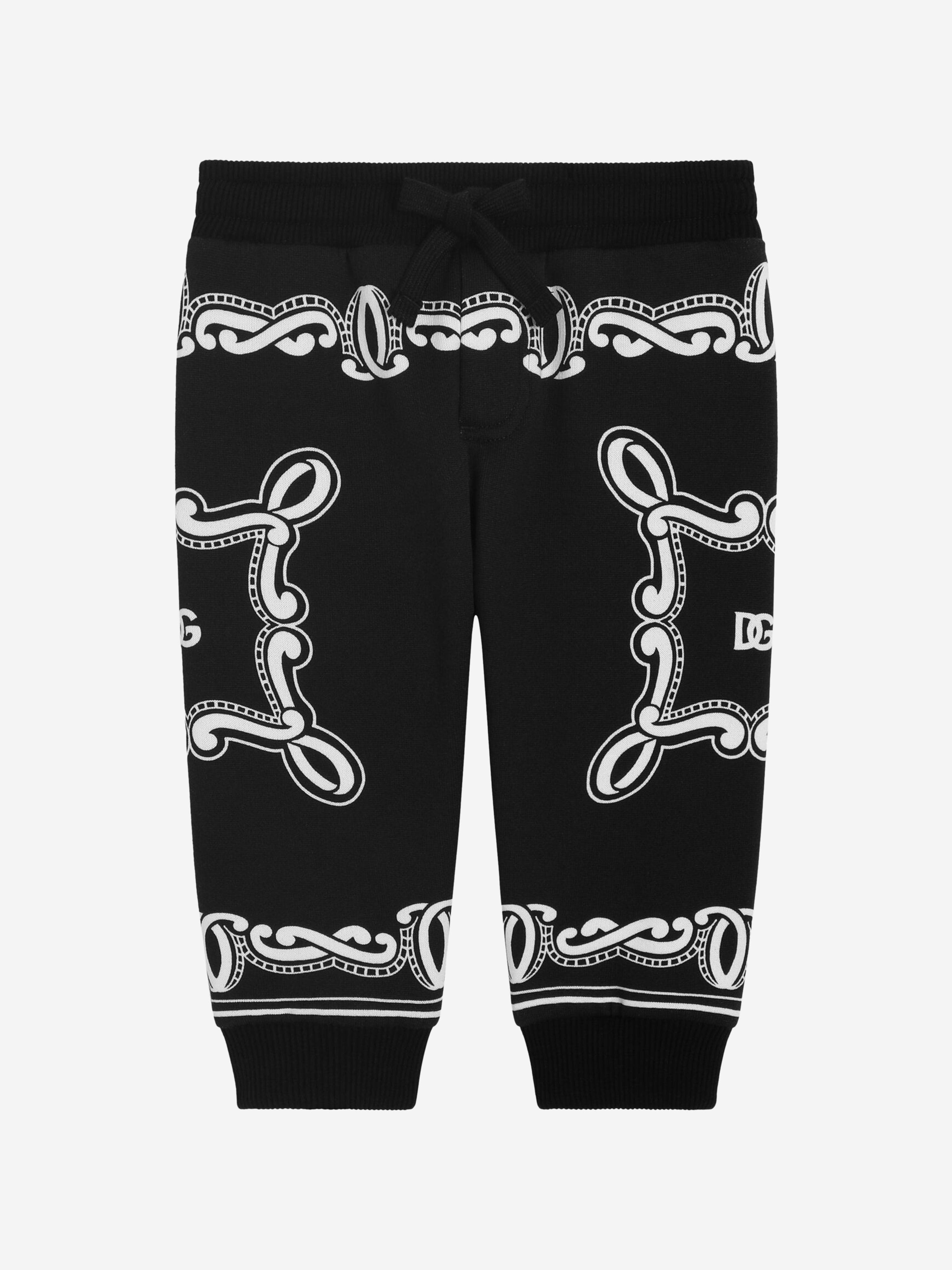 Baby Boys Bandana Print Joggers - Black Cotton Comfortable Pants for Toddlers | Perfect for Playtime, Daycare & Casual Outings
