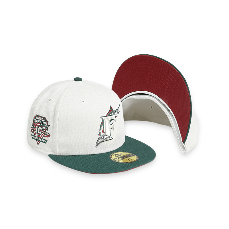 Florida Marlins 10th Anniversary White 59FIFTY Fitted Hat for Men - Official MLB Baseball Cap for Sports Fans & Collectors - Perfect for Games, Gifts, and Casual Wear
