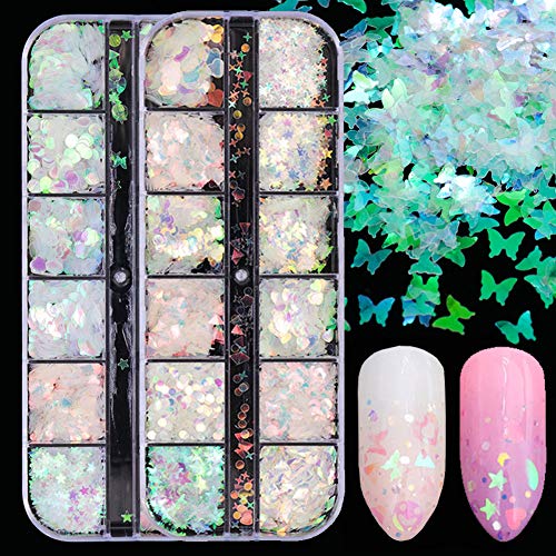 2 Pack Holographic Nail Art Sequins - Iridescent Mermaid Glitter Flakes for Acrylic Nails, Nail Art Decorations - Perfect for DIY Manicures, Salon Nail Designs & Party Nail Art (Women & Girls)