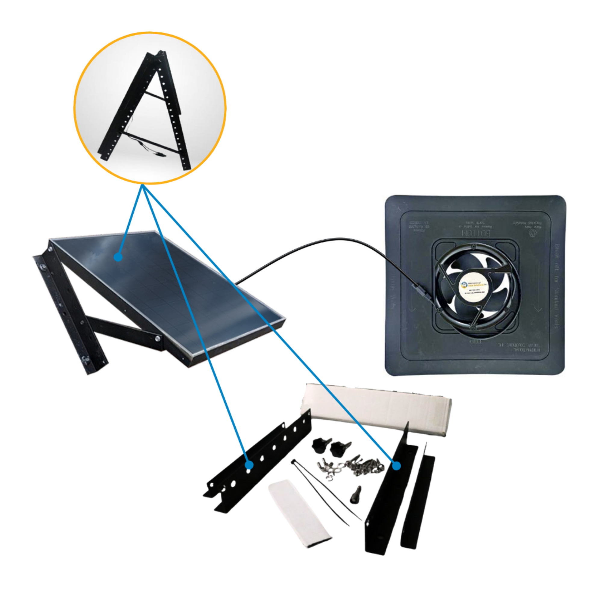 iSolar 20W106 FLEX Modular Solar Attic Fan - High Efficiency Solar Powered Ventilation System for Home Roof Retrofit | Perfect for Home Cooling & Energy Savings
