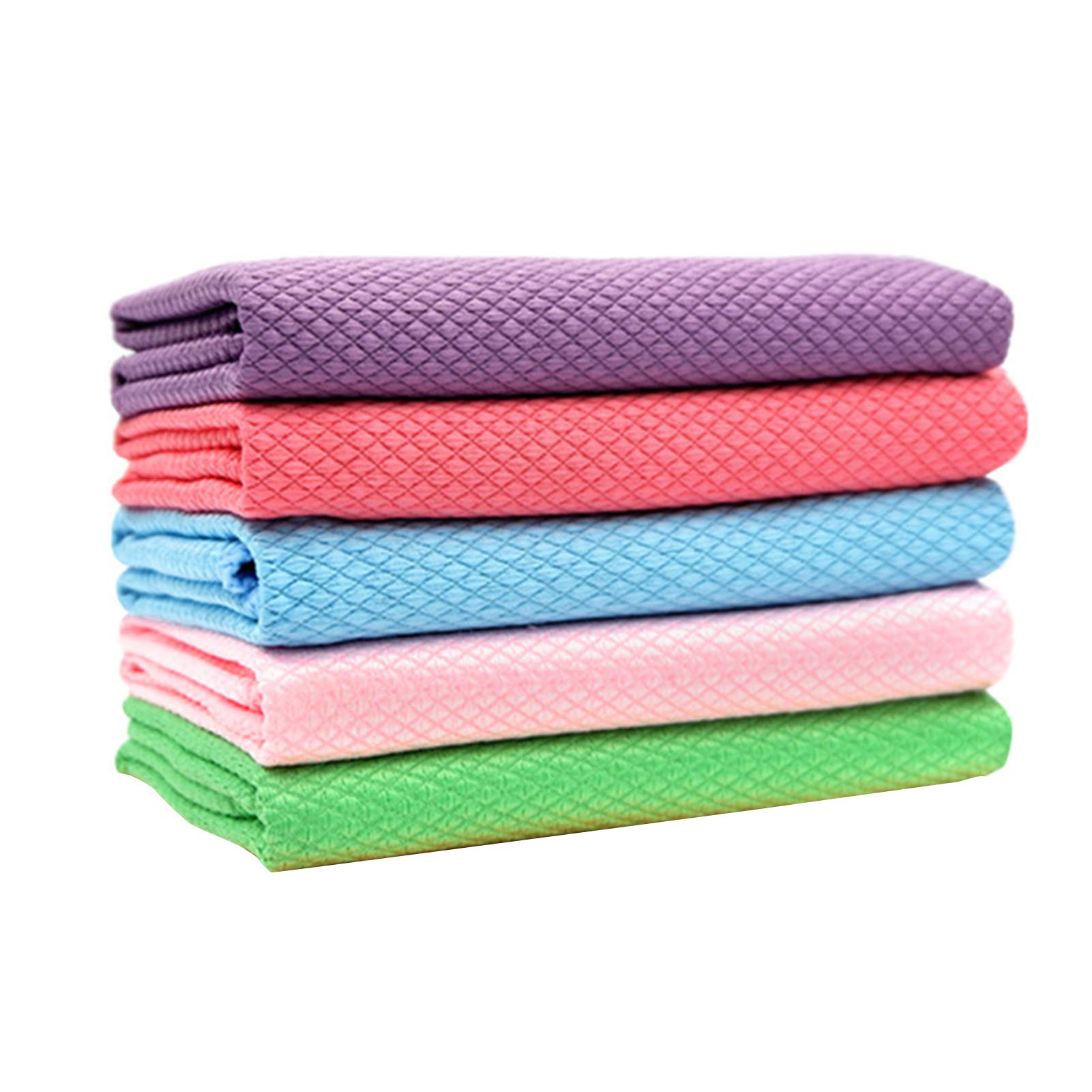 JOLIXIEYE Wave Pattern Fish Scale Microfiber Cleaning Cloth - Reusable Glass Scrubbing Rag for Mirrors, Dishes, Screens, and Household Cleaning - Perfect for Kitchen, Bathroom, and Office Use
