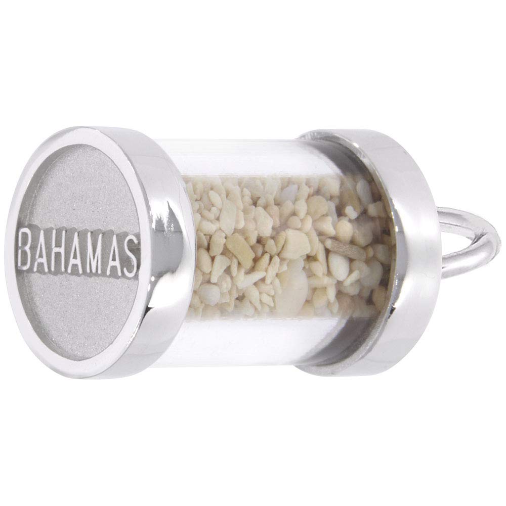 Rembrandt Bahamas Sand Capsule Charm Pendant - 14K Gold or 925 Sterling Silver Jewelry for Necklace, Bracelet & Travel Souvenirs | Perfect Gift for Beach Lovers & Vacation Memories