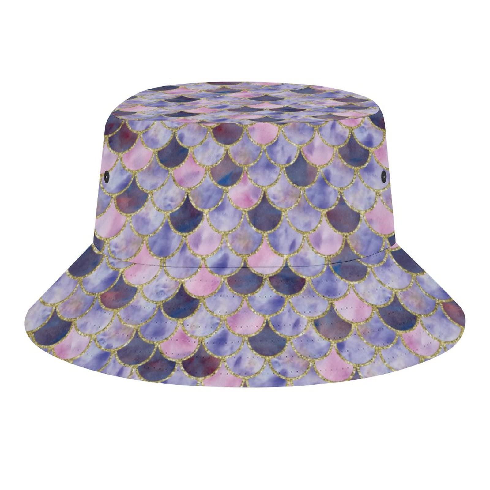 Watercolor Mermaid Scale Glitter Bucket Hat - UV Protection Summer Sun Hat for Women & Men | Beach, Travel, Outdoor Activities & Festival Fashion Accessory