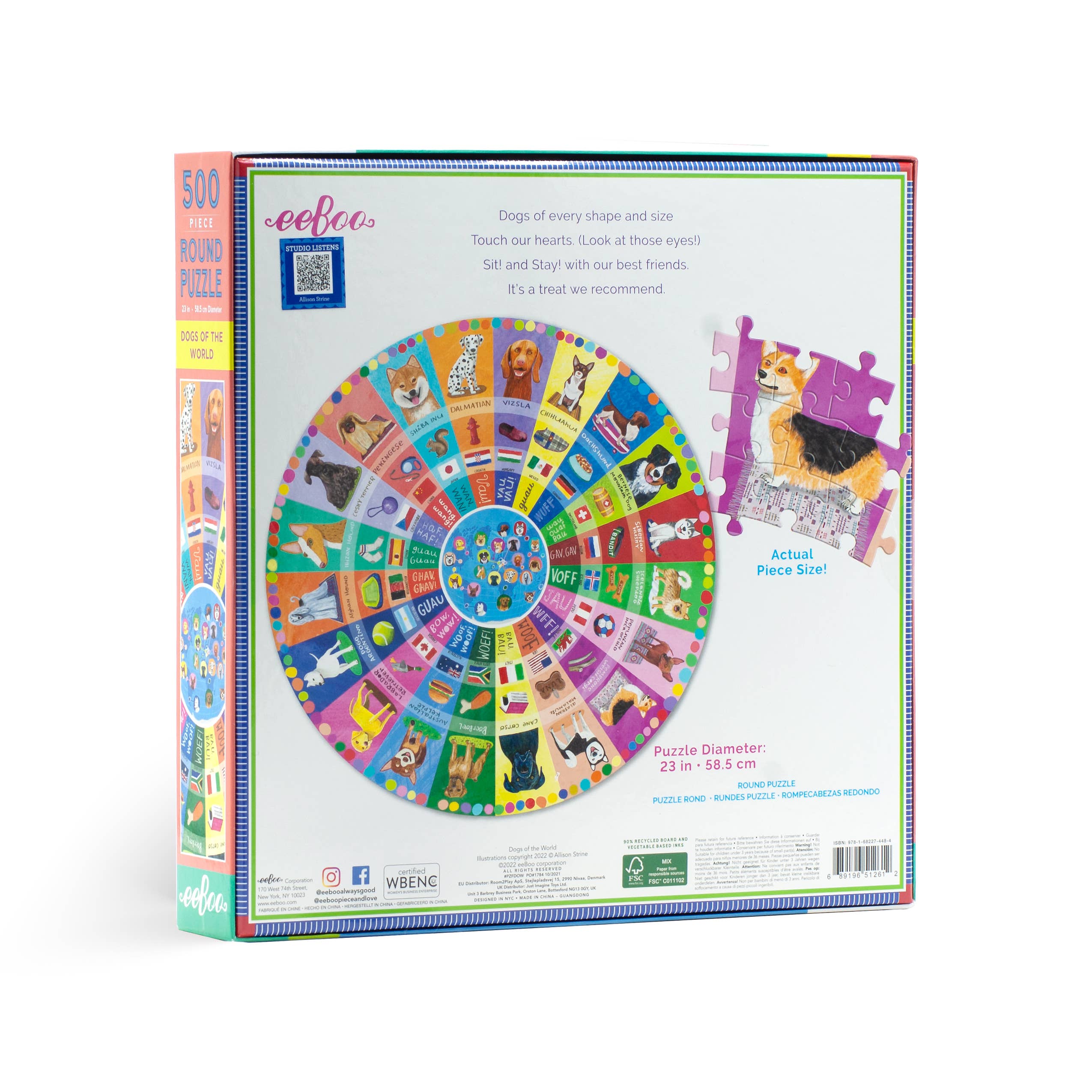 500 Piece Round Jigsaw Puzzle - Dogs of The World Collection | Fun Family Game Night & Educational Activity for Adults & Kids