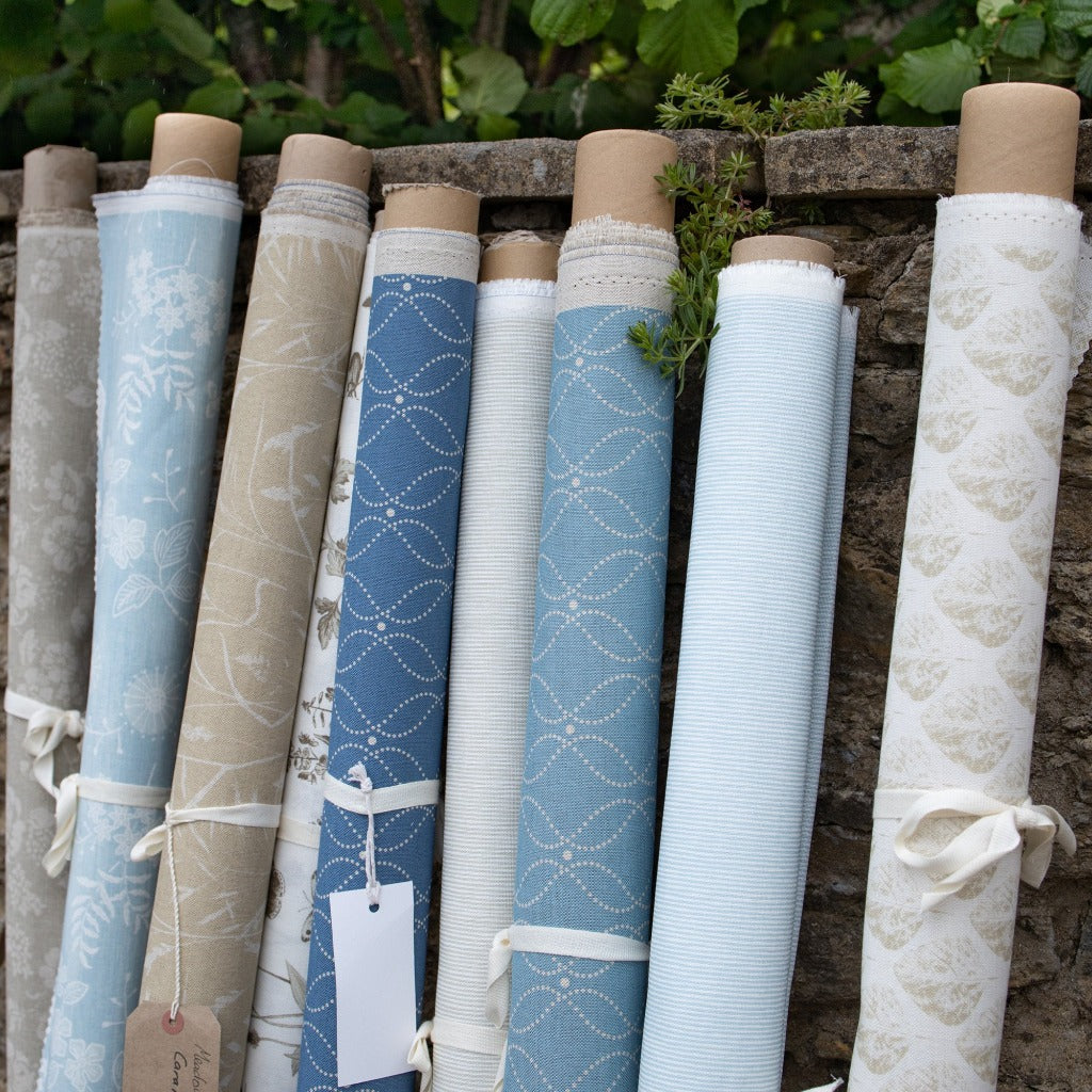 Mollie Fabric Natural On Denim - Premium Cotton Fabric for DIY Sewing, Upholstery & Home Decor Projects
