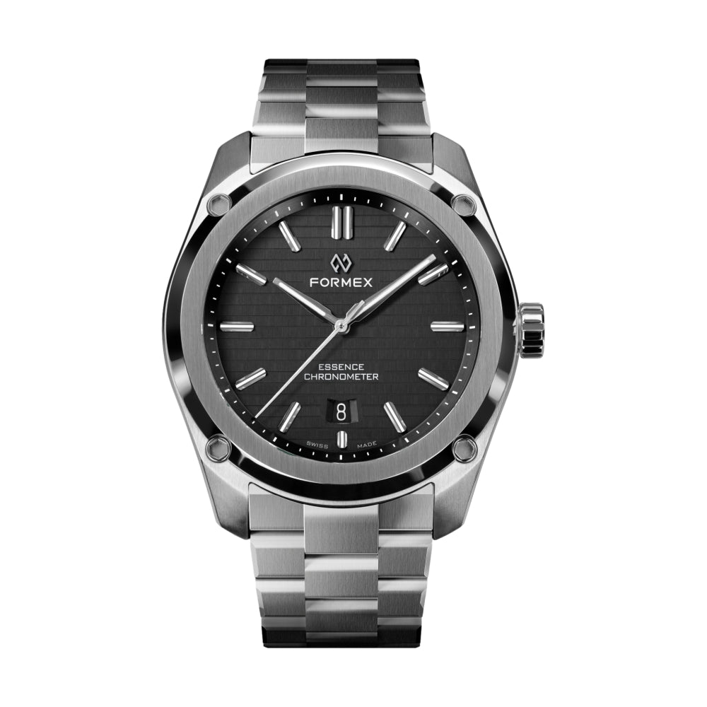 Essence Automatic Chronometer 43mm Black Men's Watch - Premium Stainless Steel Dress Watch for Business, Formal & Everyday Wear
