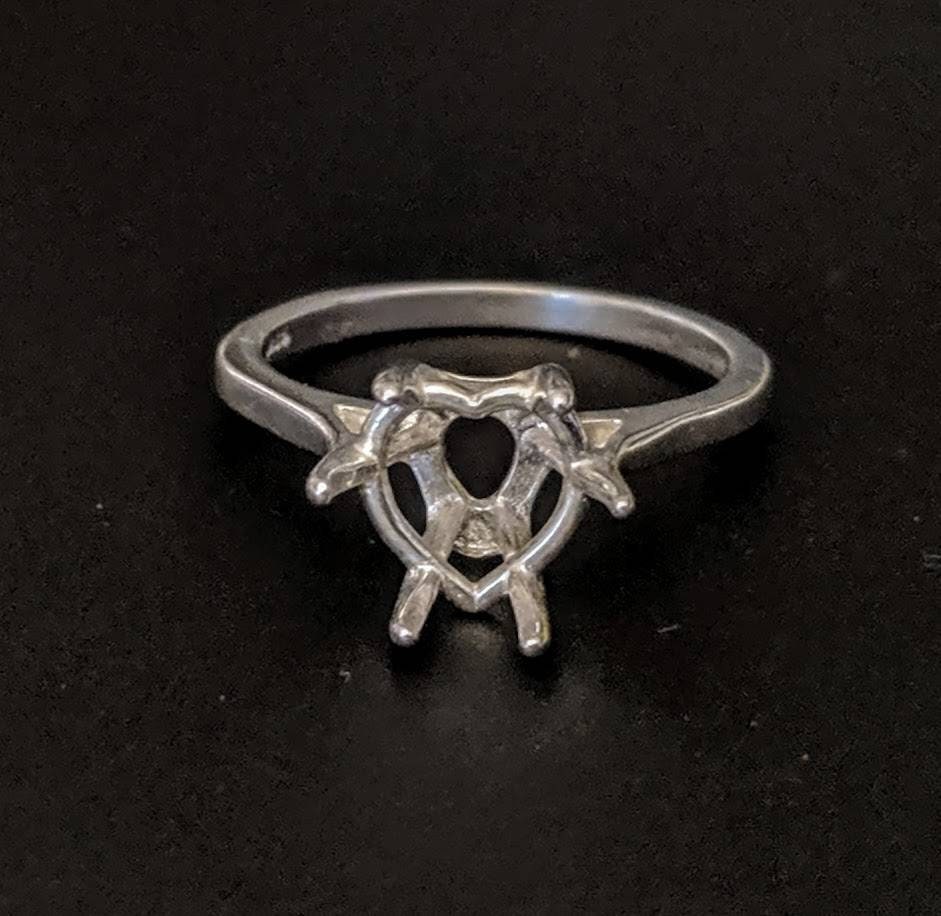 Solid Sterling Silver or 14K White/Yellow Gold 7-11mm Heart Pre-Notched Blank Ring Shank Setting (Size 7) - Perfect for Jewelry Making, DIY Engagement Rings & Custom Wedding Bands