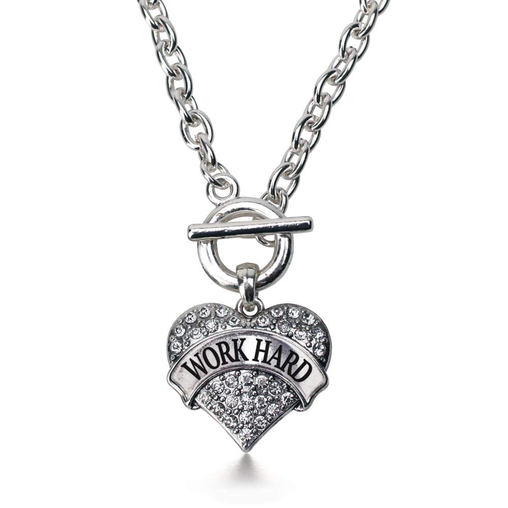 Inspired Silver - 18 Inch Sterling Silver Pave Heart Charm Necklace with Cubic Zirconia, Elegant Jewelry Gift for Women, Perfect for Valentine's Day, Anniversary & Special Occasions