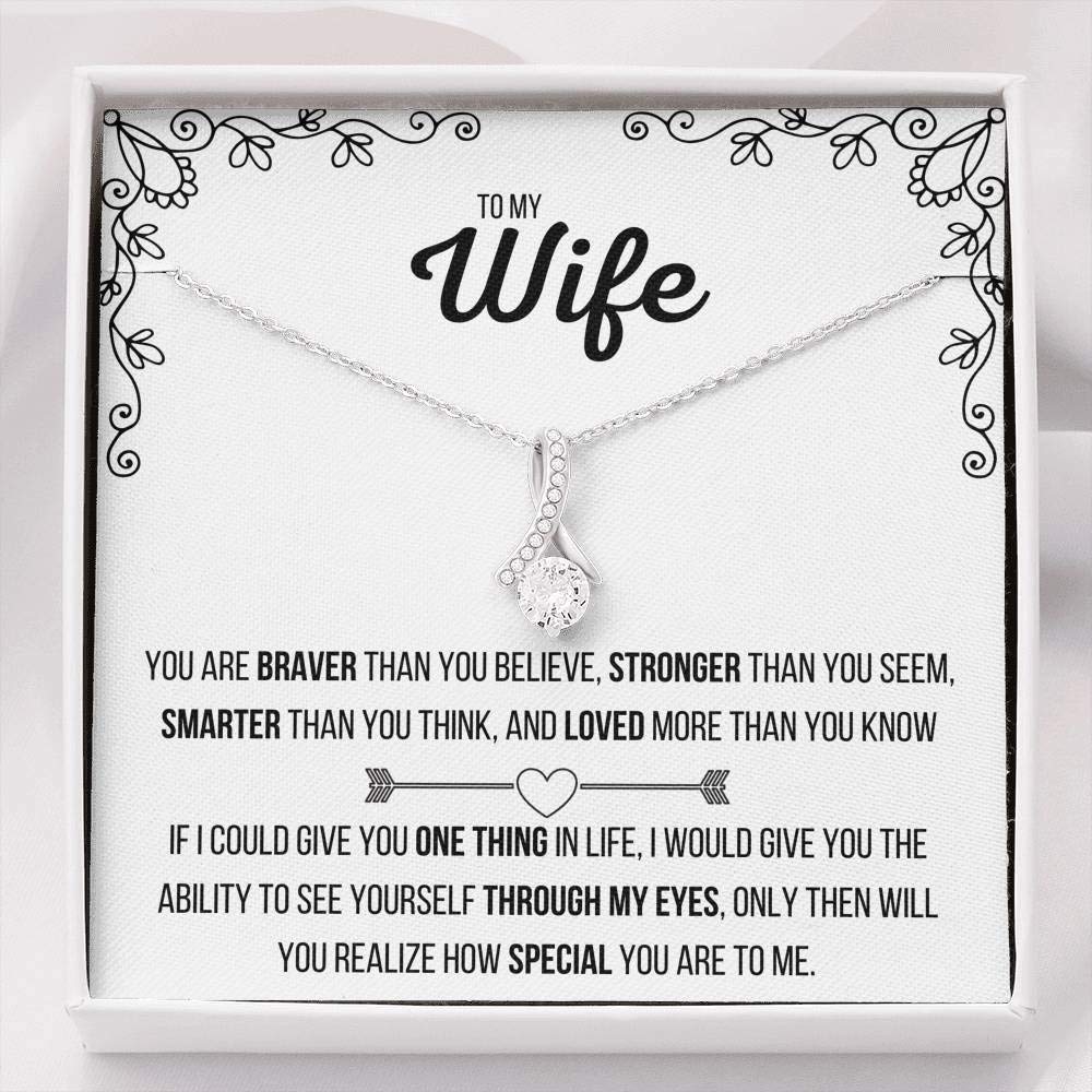 Handmade Message Card Jewelry - Alluring Beauty Necklace for Wife | Engraved Gift with Card & Box | Anniversary, Valentine's Day Romantic Gift