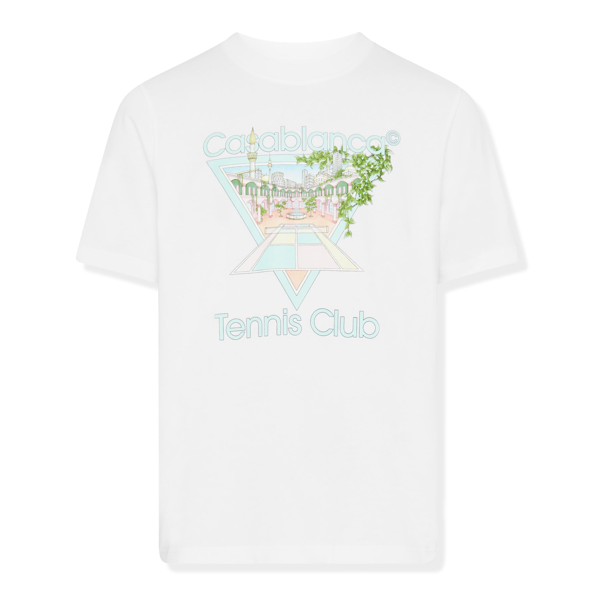Casablanca Tennis Club Graphic Printed T-Shirt - Soft White Pastel Color for Men & Women | Casual Wear, Sports, Gym & Outdoor Activities