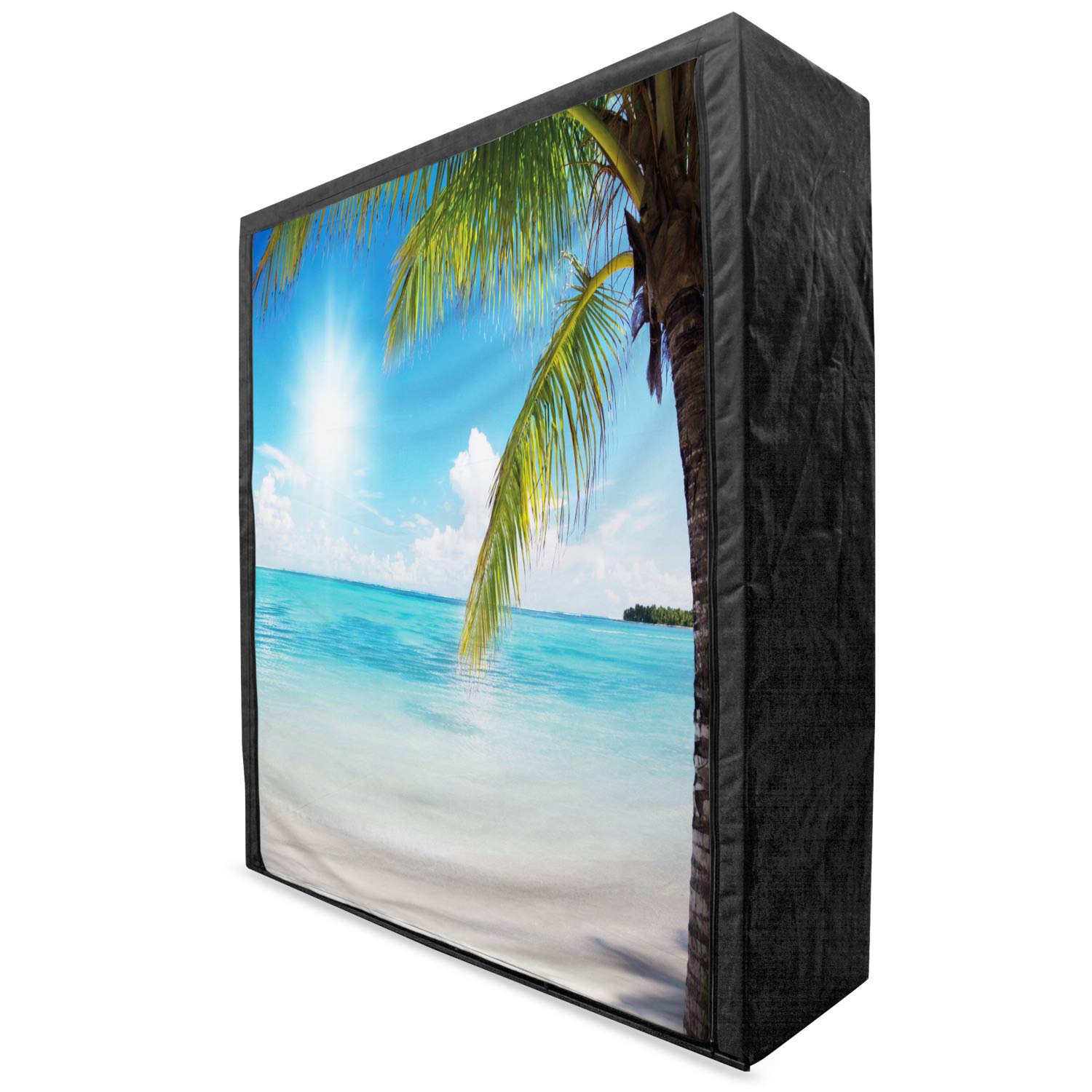 Ambesonne Summer Portable Fabric Wardrobe - Tropical Beach Coconut Palms Design, 59