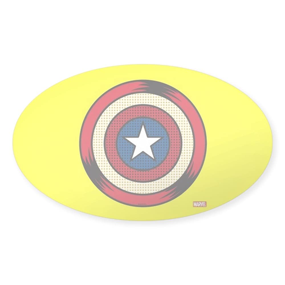 Captain America Comic Shield Oval Bumper Sticker - Euro Oval Car Decal for Cars, Trucks & Laptops - Marvel Superhero Stickers for Fans & Collectors