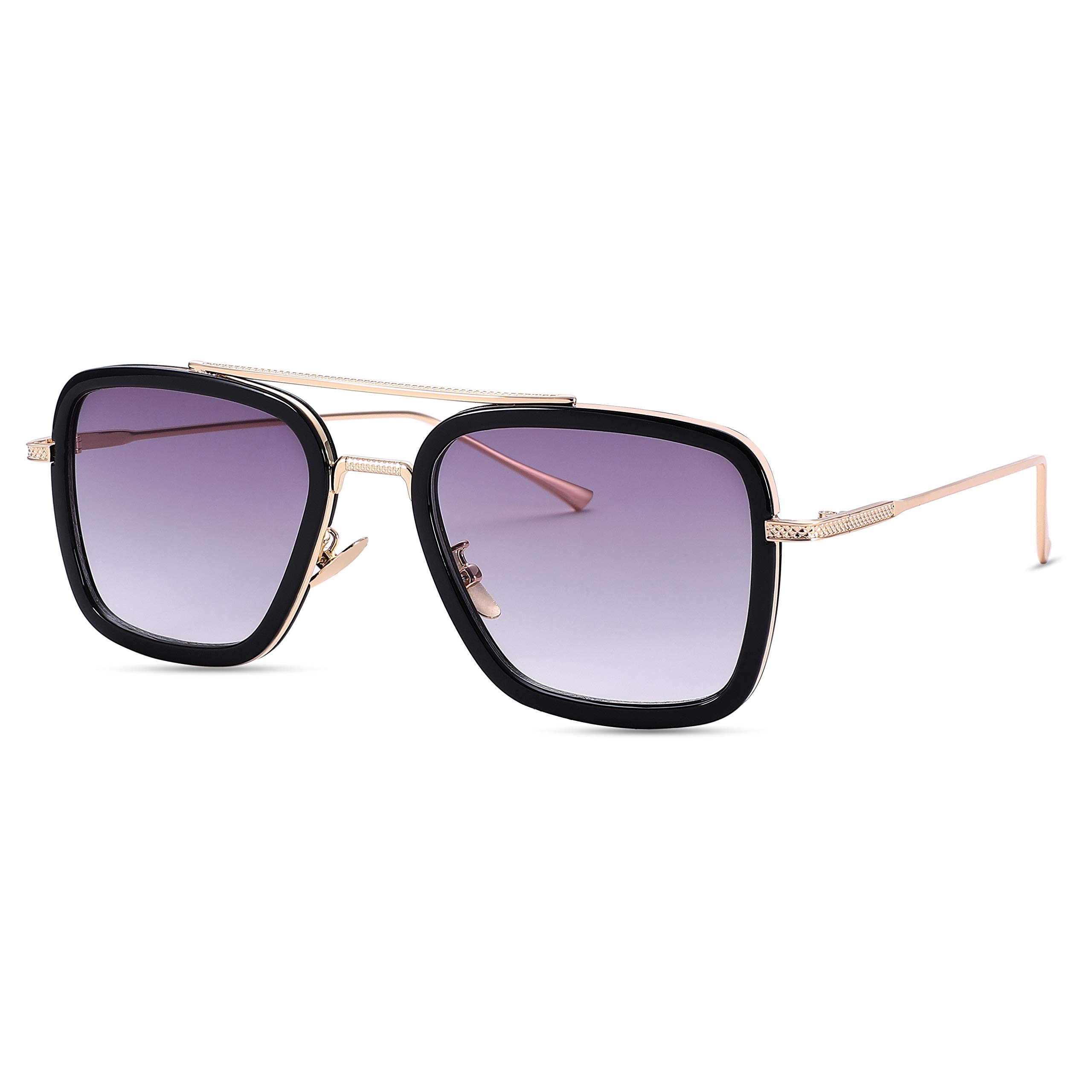 Pro Acme Tony Stark Classic Signature Sunglasses - Square Retro Polarized UV Protection Men's Shades for Driving, Outdoor & Fashion