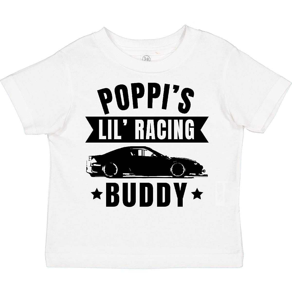 Poppis' Lil' Racing Buddy Toddler T-Shirt with Car Silhouette - Cute Kids Graphic Tee for Boys & Girls - Perfect for Playdates, Birthday Parties & Family Outings