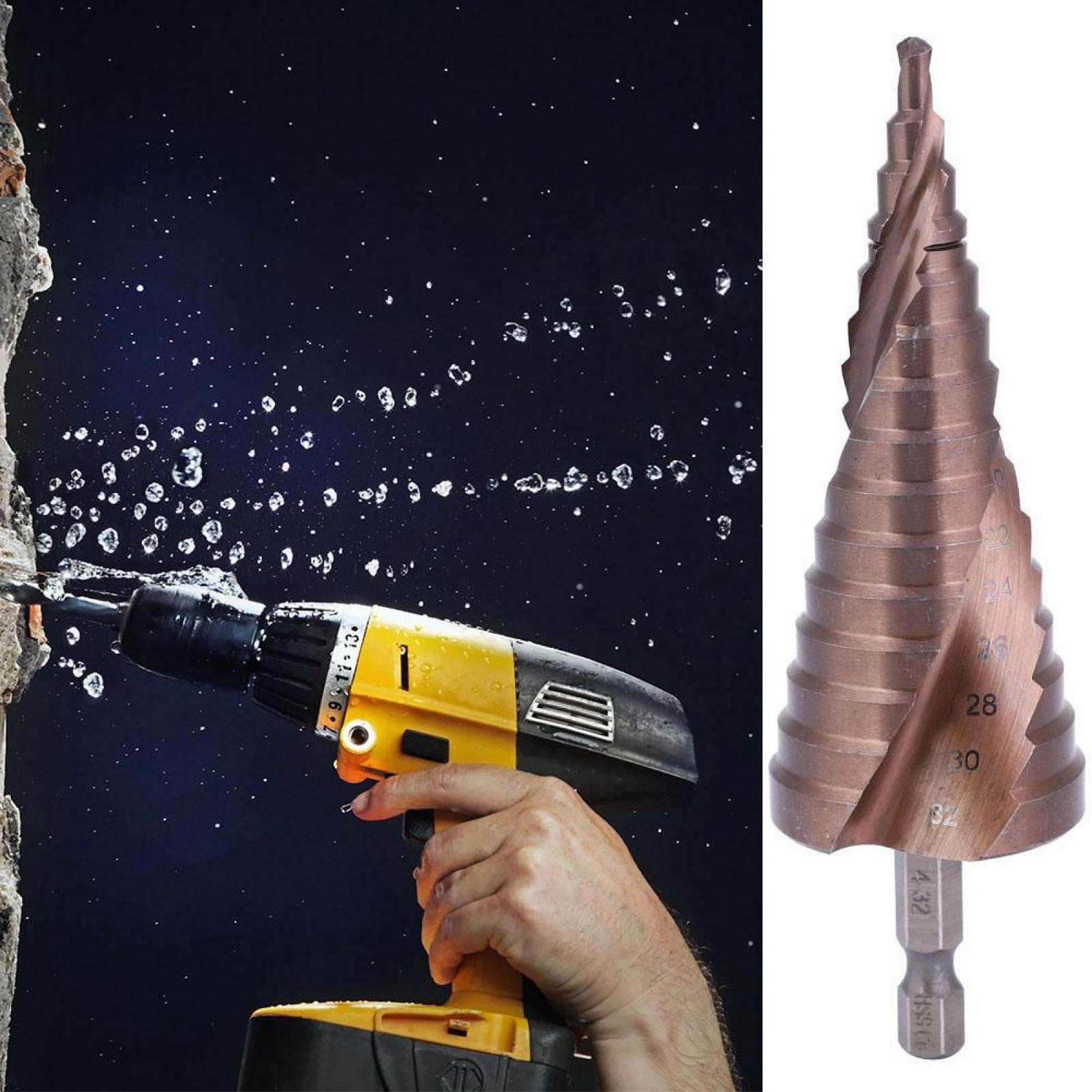 High-Speed Steel Cobalt Coated Stepping Drill Bit (4-32mm) - High Toughness Step Drill for Thin Metal, Iron & Various Materials | Perfect for DIY, Metalworking & Home Improvement Projects