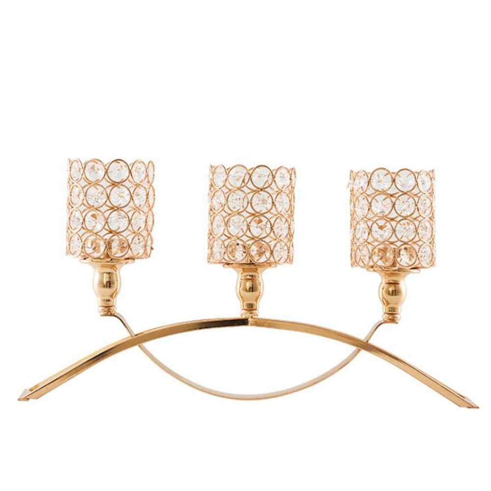 2 Pack Gold Crystal Candle Holders - Elegant Candelabras for Romantic Candlelight Dinners, Wedding Gifts & Home Decor - Perfect Centerpiece for Living Room, Dining Table, Coffee Table & Special Occasions