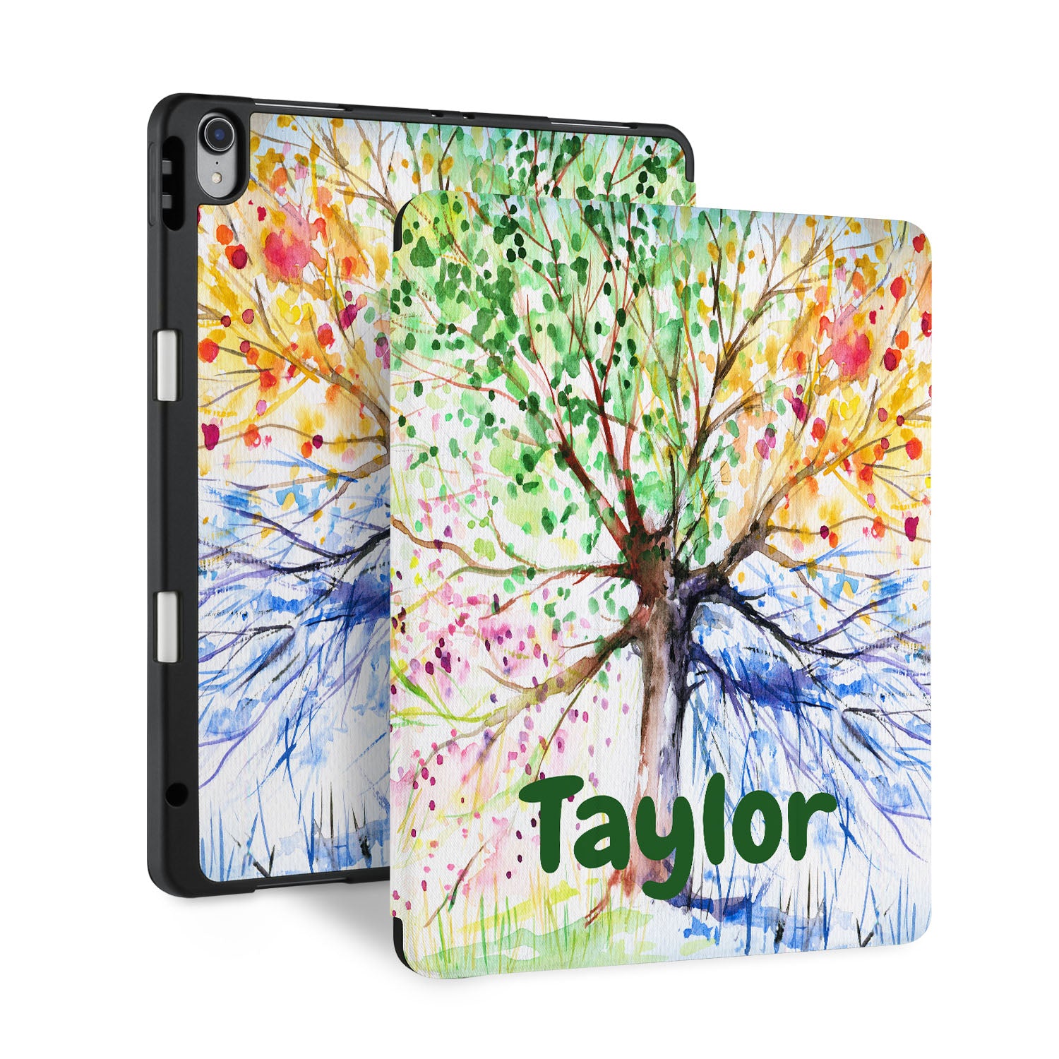 Elegant Watercolor Flower iPad Trifold Case - Slim Protective Cover for iPad Air/Pro (6th/5th/4th/3rd Gen) - Perfect for Work, Travel & School Use