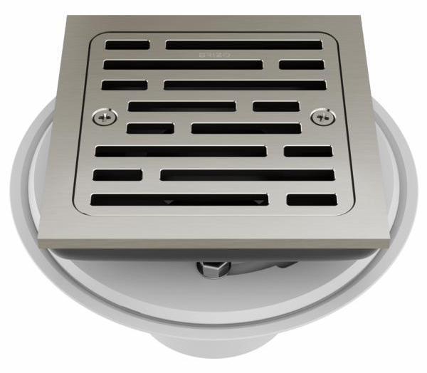 Brizo BT062415 BN 4-Tile Square Shower Drain in Brushed Nickel - Perfect for Modern Bathroom Renovations and Luxury Shower Installations