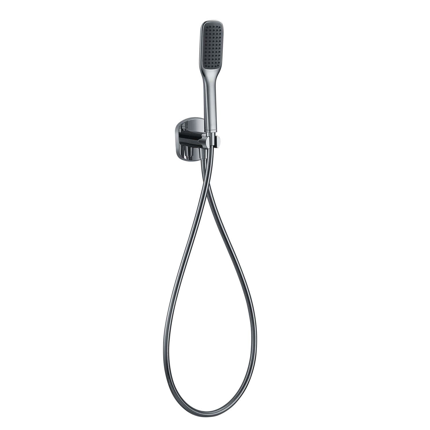 DAX 8812 BN Brass Wall Mount Hand Shower Set with 5-Foot Hose & Diverter Valve - Chrome Finish for Bathroom, Spa & Pet Washing
