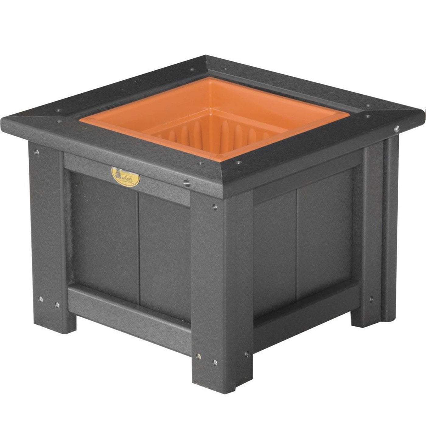 Eco-Friendly Black Recycled Plastic Square Planter with Built-in Cup Holder - Perfect for Indoor Plants, Office Decor & Outdoor Garden Use