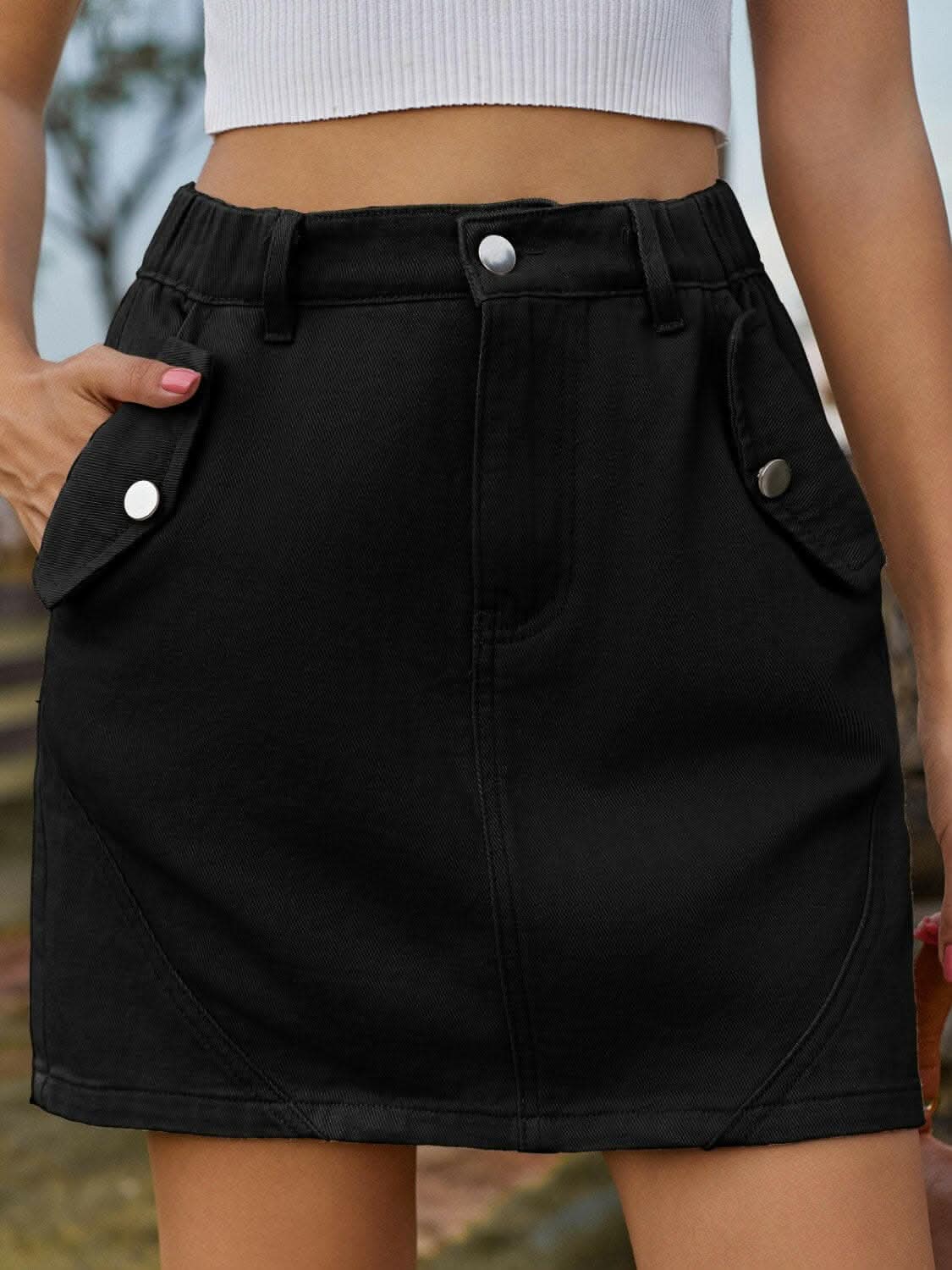 Stylish Women's Denim Mini Skirt with Pockets - Trendy High Waist Short Denim Skirt for Casual Outfits, Summer Dresses & Streetwear Fashion