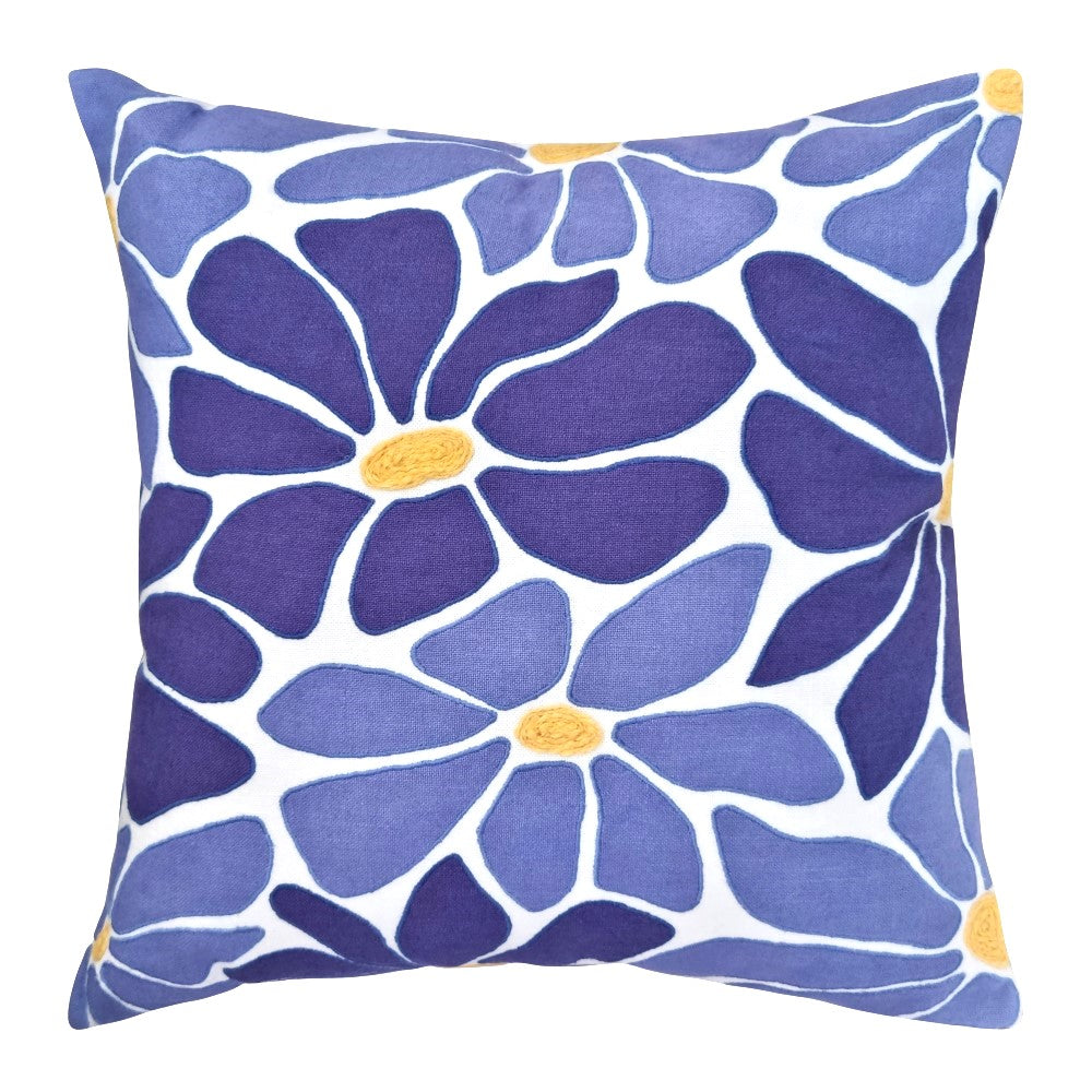 Frankie 50x50cm Navy & White Multi-Pattern Decorative Throw Pillow Cushion - Perfect for Sofa, Bed, Living Room & Home Decor