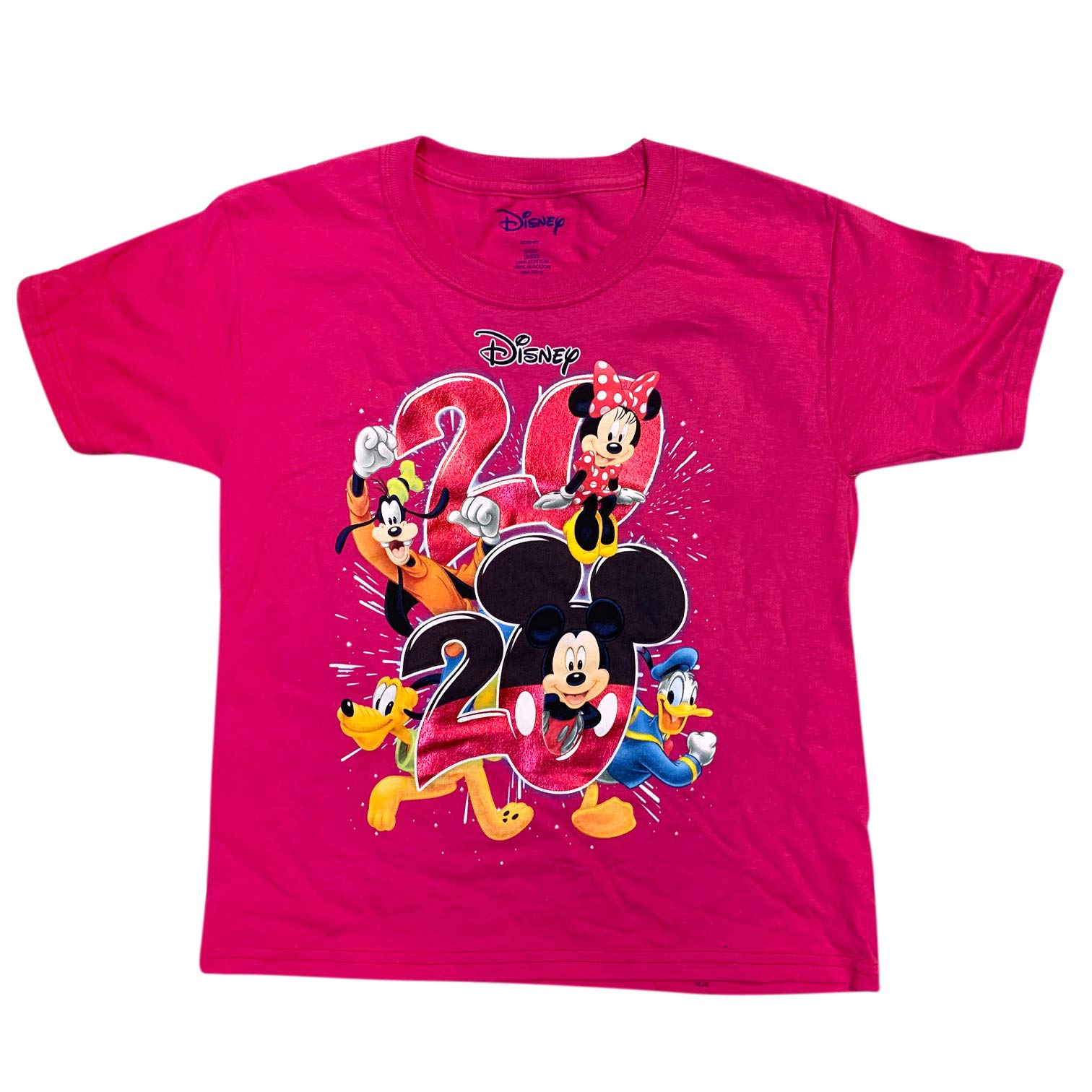 Disney Youth Unisex Pink 2020 Mickey Mouse and Friends Graphic T-Shirt (Small) - Perfect for Birthday Gifts, Theme Parks & Disney Fan Outfits
